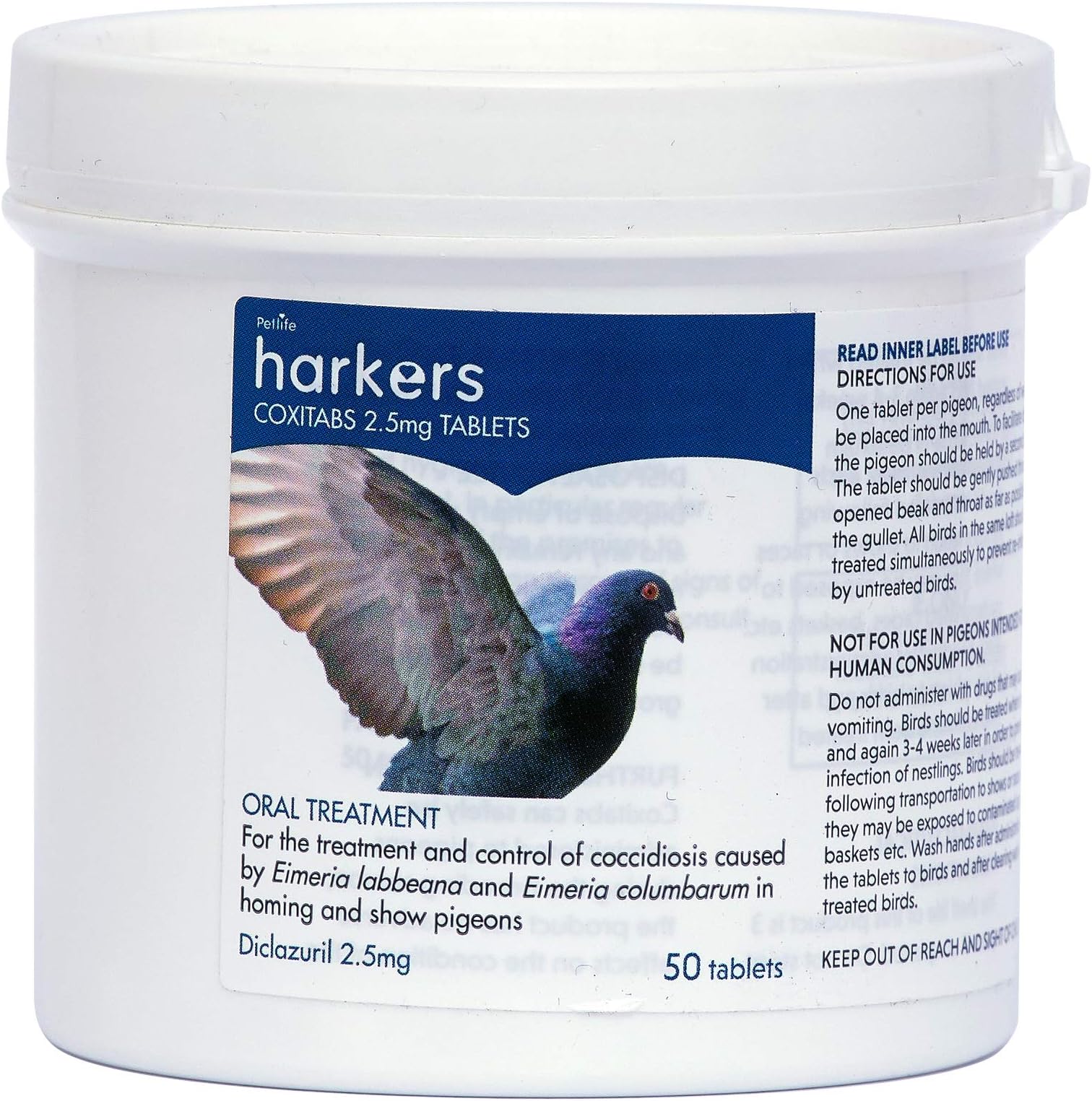 Harkers Coxitabs Petlife Coccidiosis Treatment for Pigeon, 50 Tablets