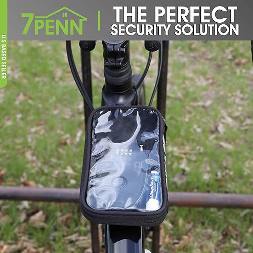 Miniatura 3 de 7Penn Candado de cable de acero con combinación de vaso de 4 dígitos, cable de 3 pies de largo en negro, combo ajustable para equipaje de bicicleta