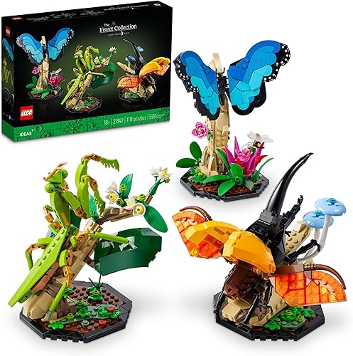 LEGO Ideas The Insect Collection, regalo divertido para los amantes de la naturaleza, con mariposa morpho azul de tamaño real, modelos de exhibición