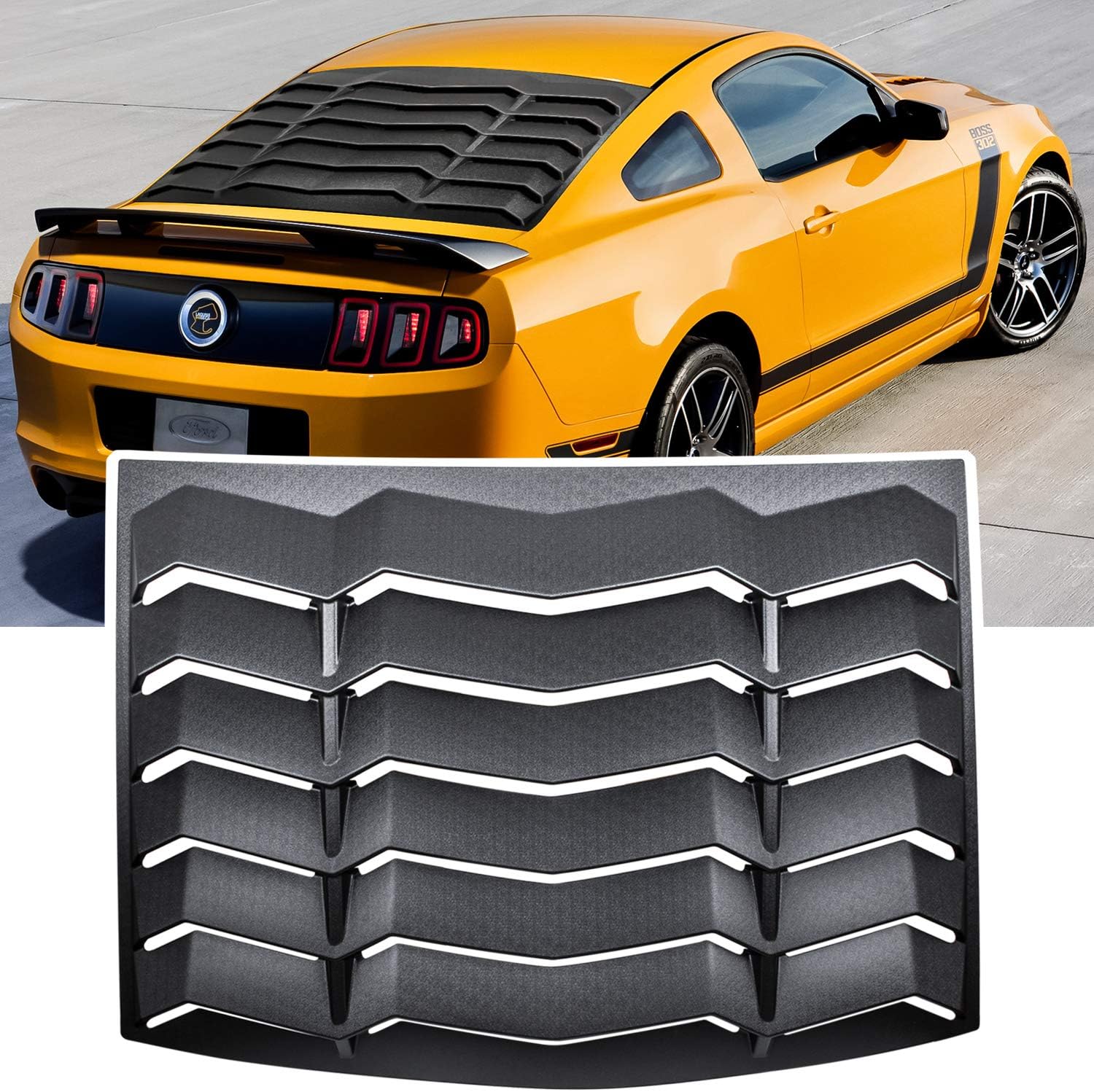 E-cowlboy Rear Window Louver for Ford Mustang 2005 2006 2007 2008 2009 2010 2011 2012 2013 2014 Windshield Sun Shade Cover Vent GT Lambo Style Custom Fit All Weather ABS (Matte Black)