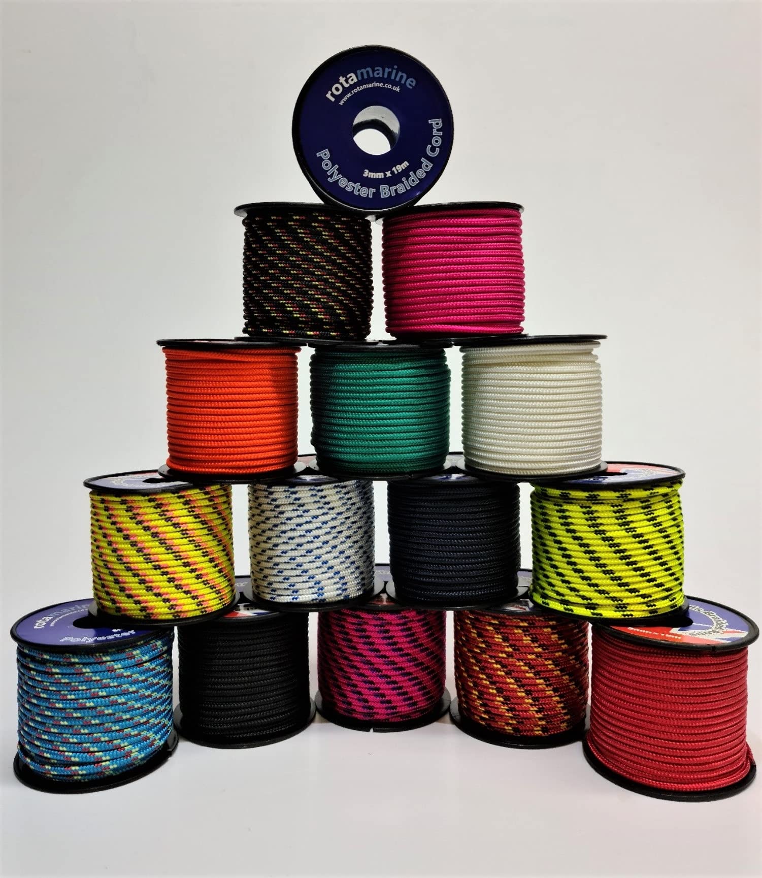 Rota Marine 3mm 19Mt Mini Reels Polyester Braided Rope Boat Tent Kayak Mini Spools - Color: Pink Black & Purple Fleck - Image 2