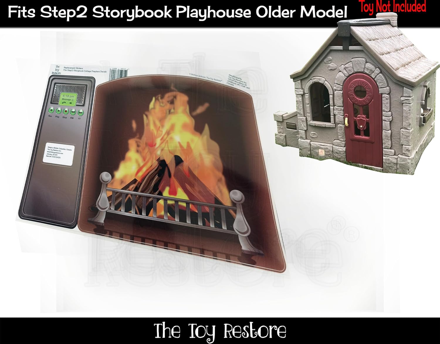 Toy Restore Replacement Sticker fits Step2 Storybook Cottage Playhouse Fireplace
