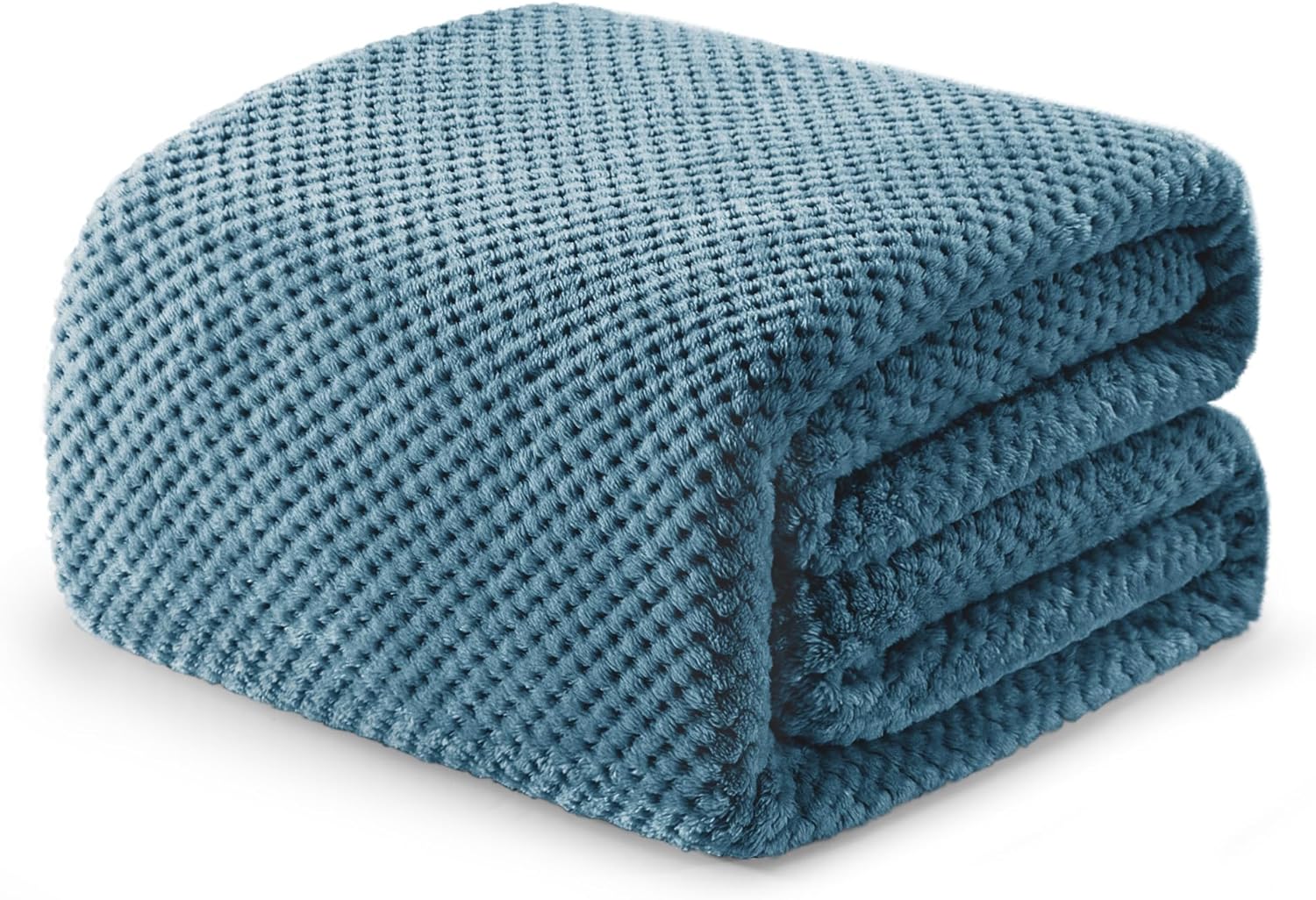 Exclusivo Mezcla Fleece Bed Blanket Queen Size, Super Soft and Warm Blankets for Couch, Sofa and Bed Waffle Textured, Cozy, Fuzzy and Lightweight (Slate Blue, 90x90 Inches) Slate Blue 90x90 IN