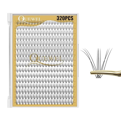 Miniatura 43 de QUEWEL Extensiones de pestañas en racimo de 320 unidades, pestañas rizadas 50D, C, mezcla de pestañas individuales de 0.47 a 0.70 pulgadas, racimos