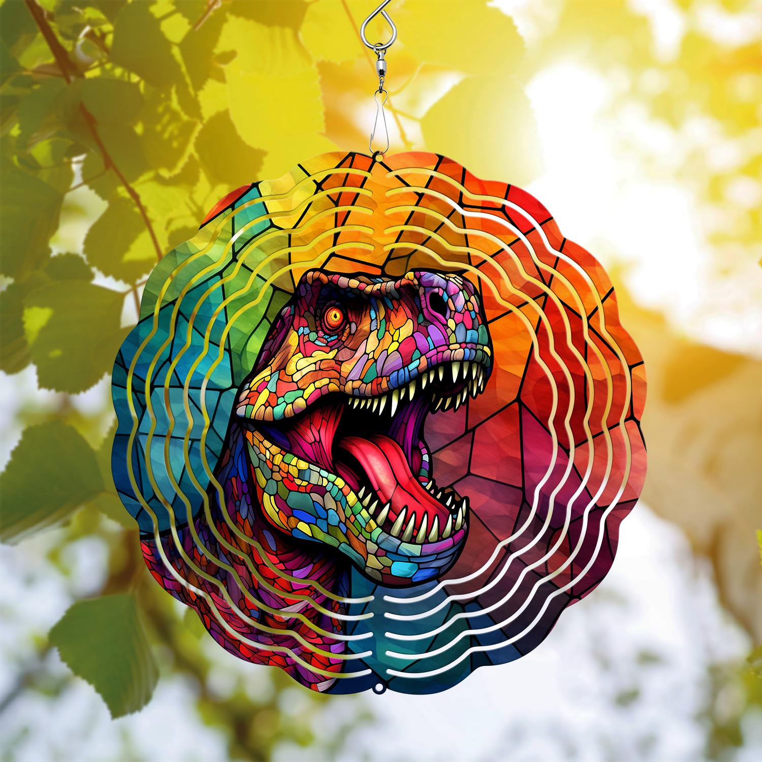 Dinosaur Wind Spinner, Dinosaur Wind Spinner Hanging for Yard and Garden, Unique Gift Wind Spinner, 3D Hanging Wind Spinner Outdoor