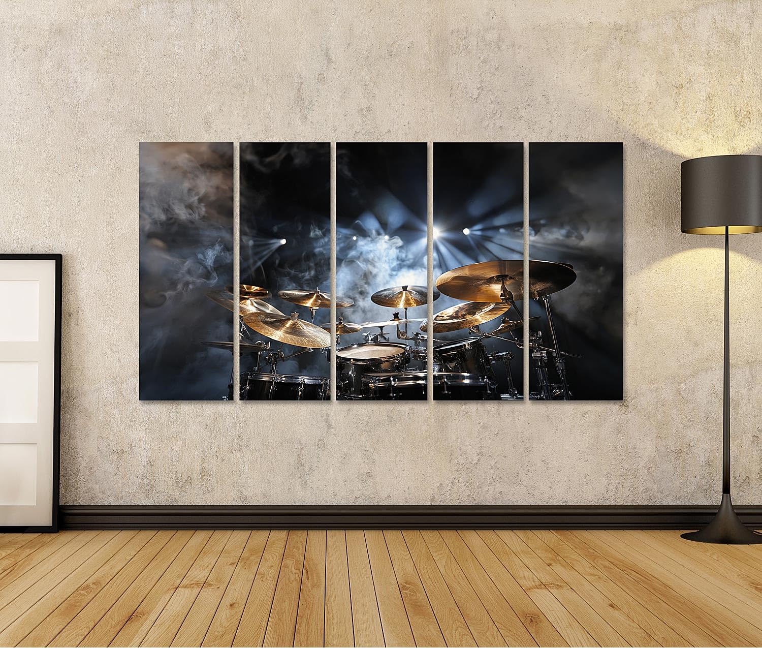islandburner Bild auf Leinwand Dynamisches Schlagzeug Wandbild Wohnzimmer Für Musikfans - 5-teilig XXL - Edition X2