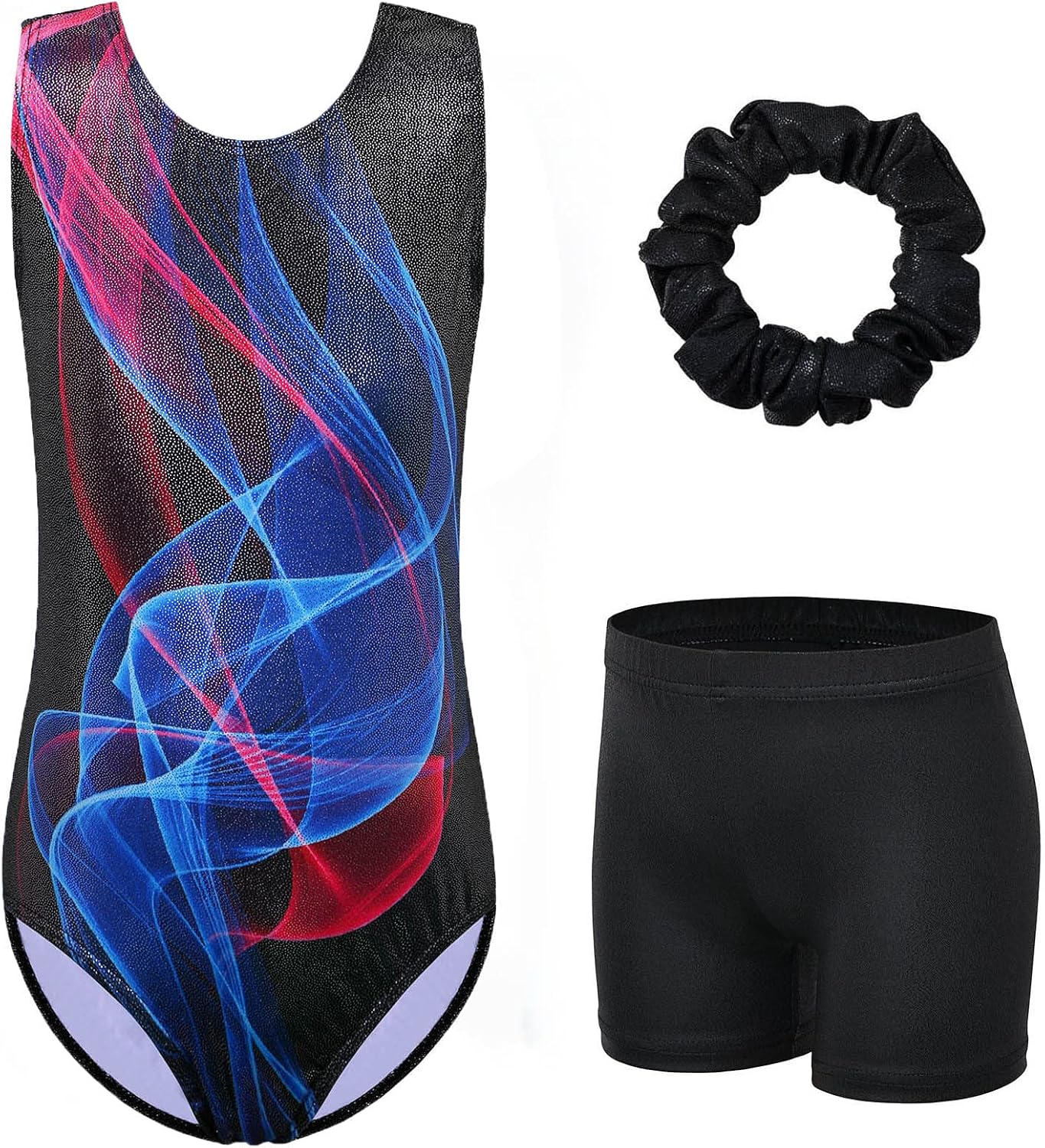 XFGIRLS Gymnastics Leotards for Girls Glitter Dancewear with Matching Shorts Set