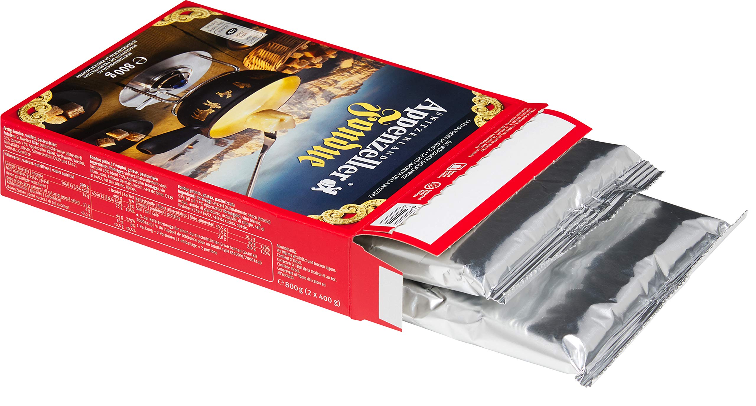 Fondue-Käse 'Appenzeller' - 2x800g würziger, aromatischer Käse aus der Schweiz als cremiges Fondue