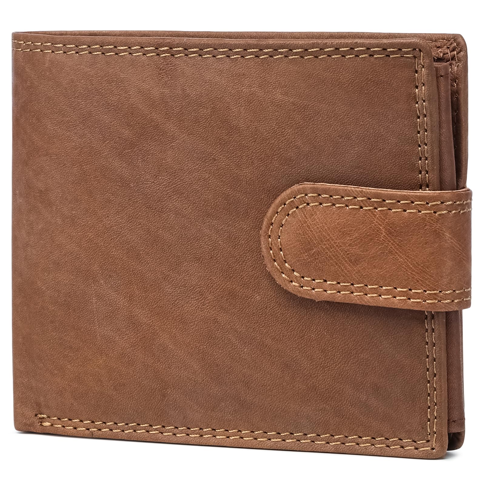 Wedmay Genuine Leather Wallet with RFID for Men's Coin Compartment Multi Credit Card Slim Wallets (Brown)