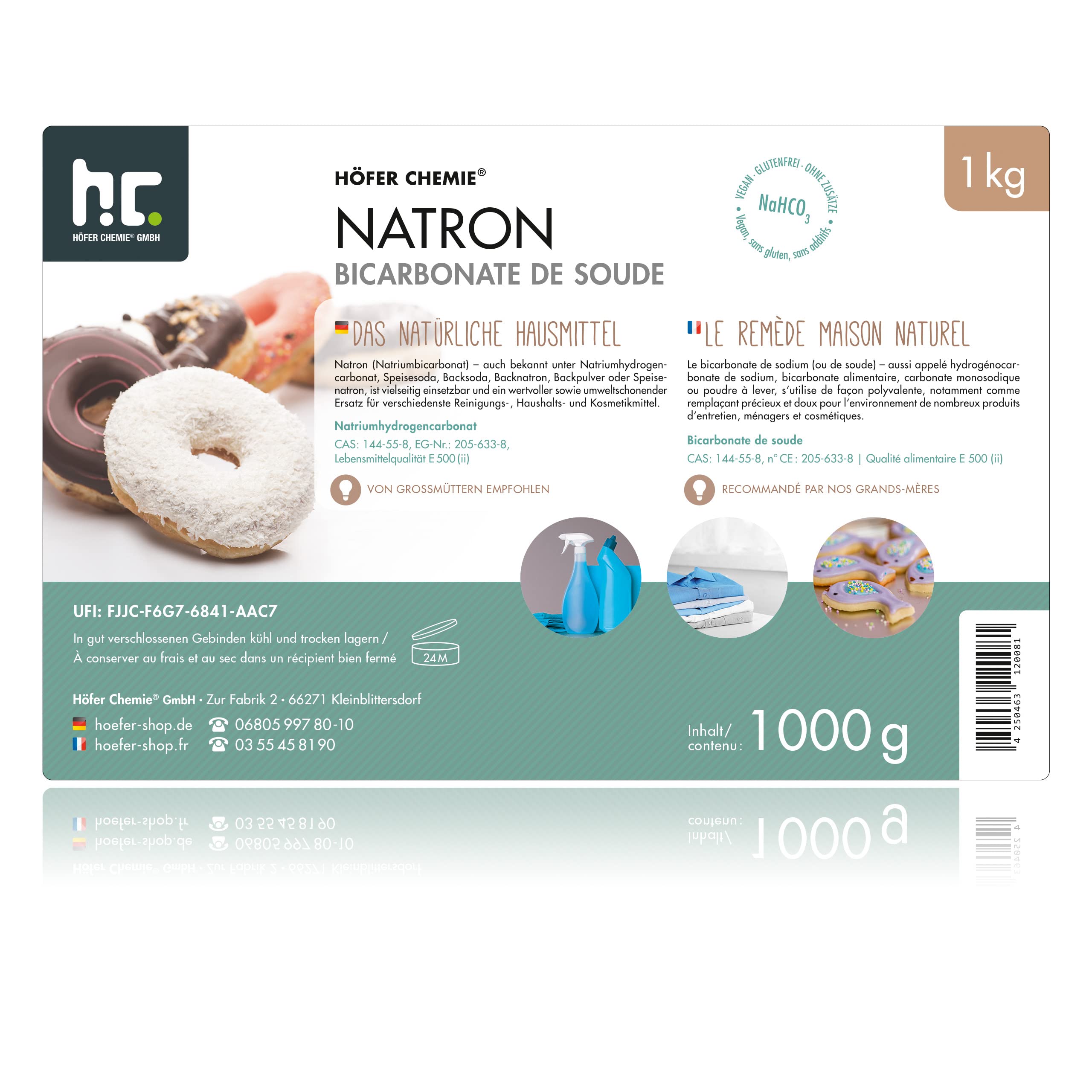12 x 1 kg Natron Backsoda Natriumhydrogencarbonat in Lebensmittelqualität | (Natriumbicarbonat- Backsoda - NaHCO3)