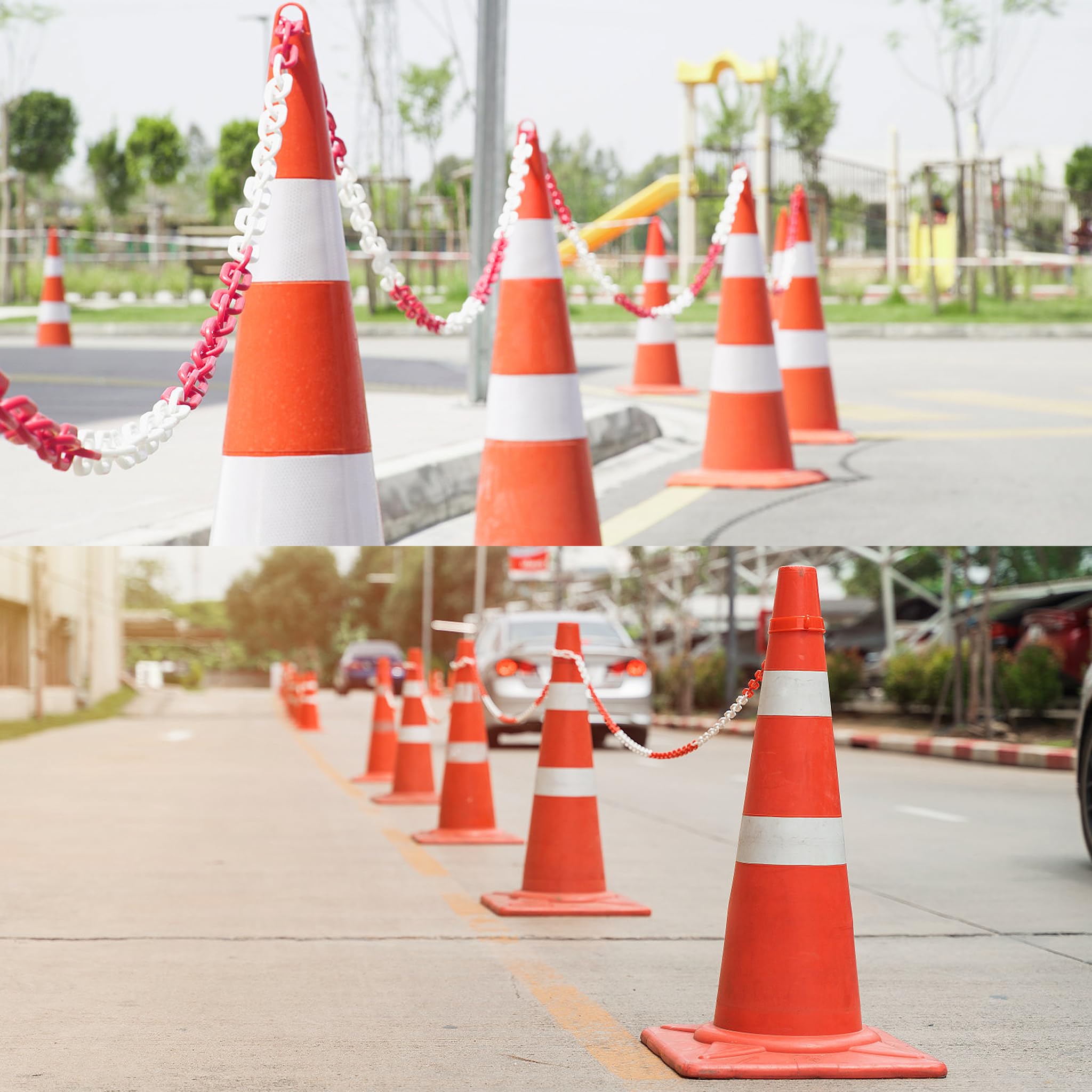LZQ Catena di sicurezza per cantieri, catena di sicurezza e parcheggio, 50 m, in plastica, spessore 6 mm, catena di sicurezza