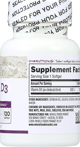 Vista 3 de 365 by Whole Foods Market, Vitamina D3 5000 UI, 120 ct