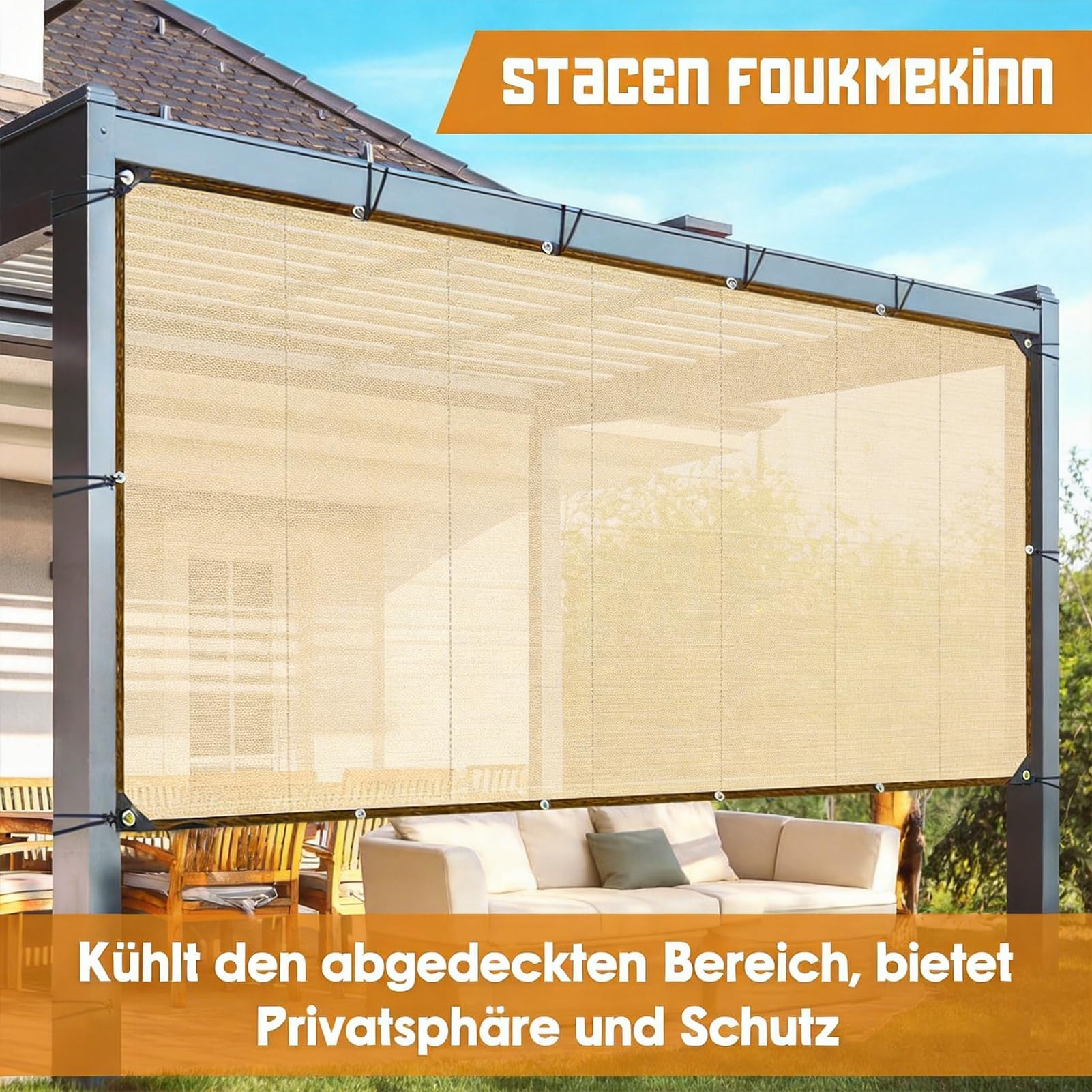 Bâche d’ombrage Beige Anti-UV, Toile de Protection Solaire