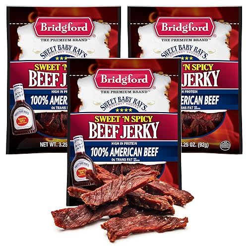 Vista 36 de Bridgford Sweet Baby Ray's Beef Jerky Teriyaki dulce de 3.25 onzas, paquete de 2 – Snacks ricos en proteínas para dietas bajas en carbohidratos