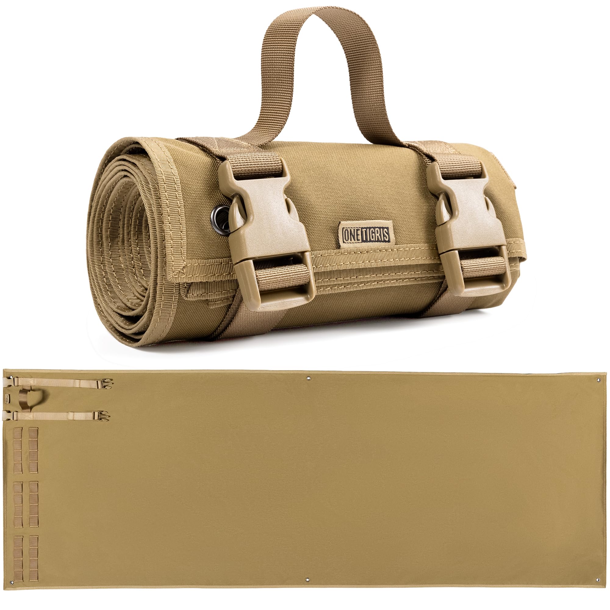 ONETIGRIS Shooting Mat - Roll-up Shooting Mat Prone Shooter Mats Tactical Shooting Blanket Mat for Range Shooting Hunting (Non-Padded - Brown)