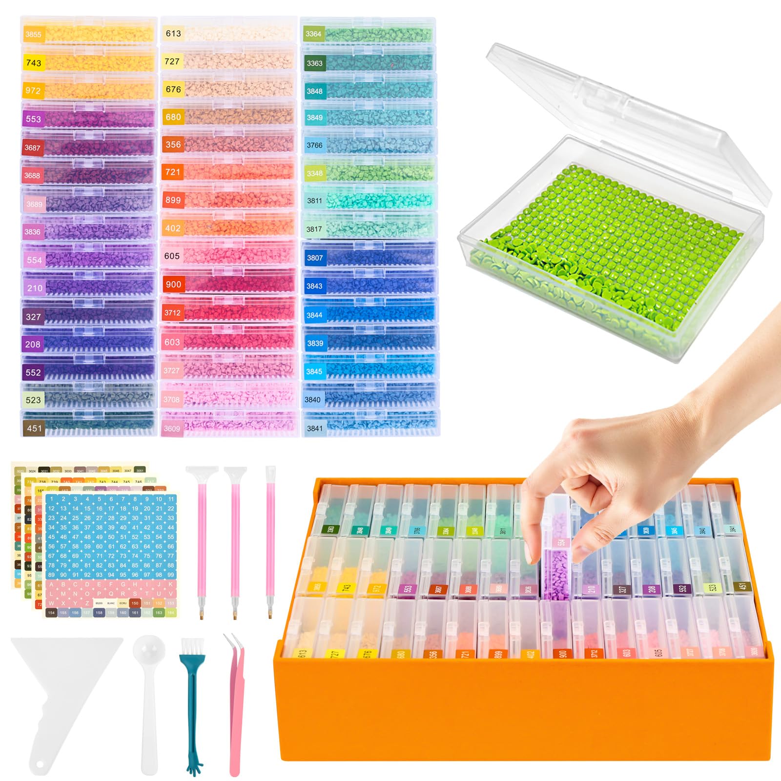 45 Stück Diamond Painting Aufbewahrung Boxes Schiffchen mit Deckel, 2-in-1 Diamond Painting Zubehör Boxen 2-in-1 für Diamanten,Perlen,Strasssteine,DIY 