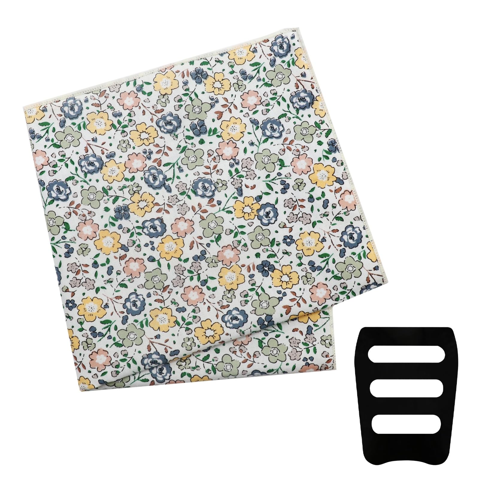 Floral Pocket Squares for Men with Holder Printed Flower Mens Handkerchief Cotton Suit Pocket Hanky for Wedding