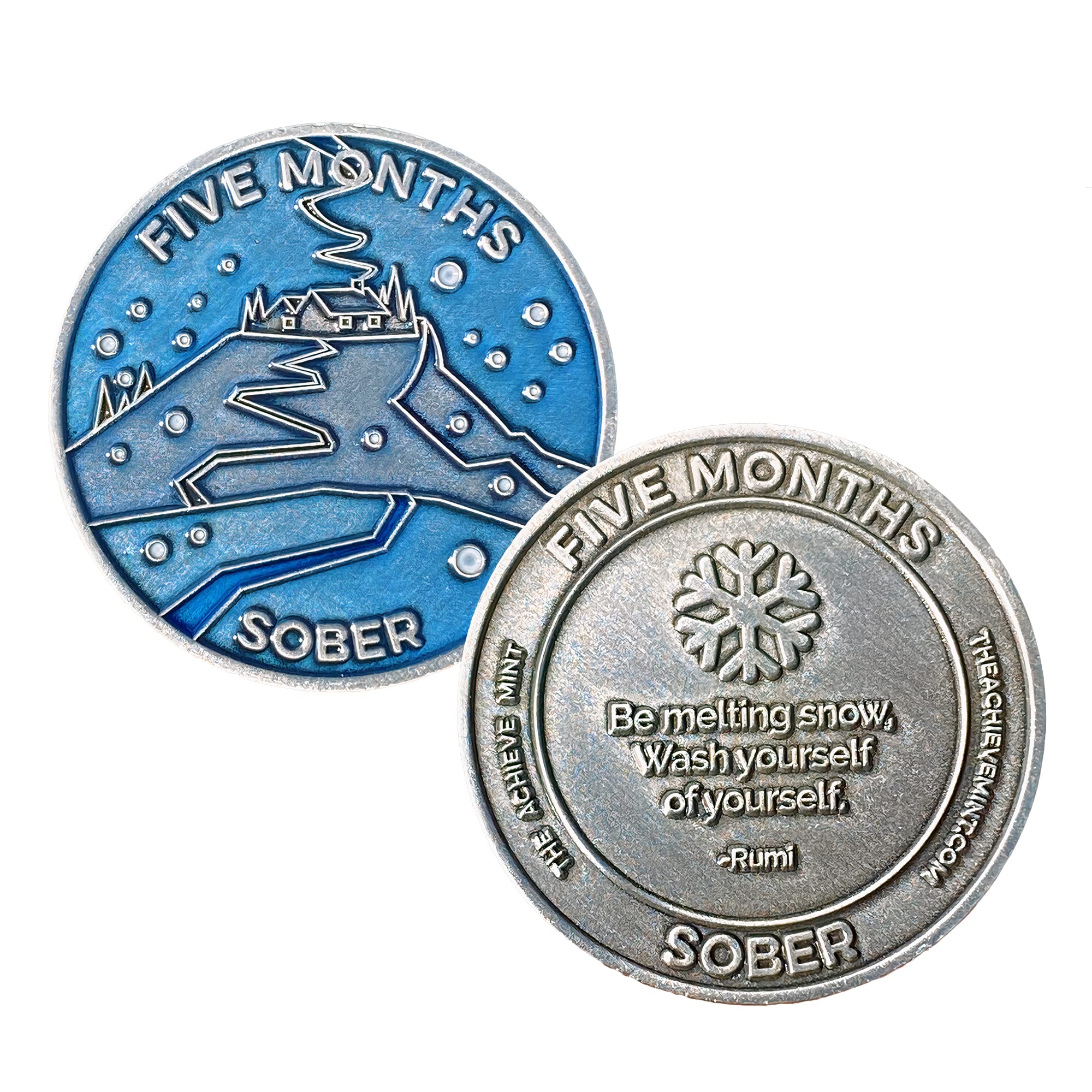 The Achieve Mint 5 Months Sober Token | Five Month Sobriety Chip | Non-AA, Non-Religious Medallions for Men and Women Celebrating Sobriety