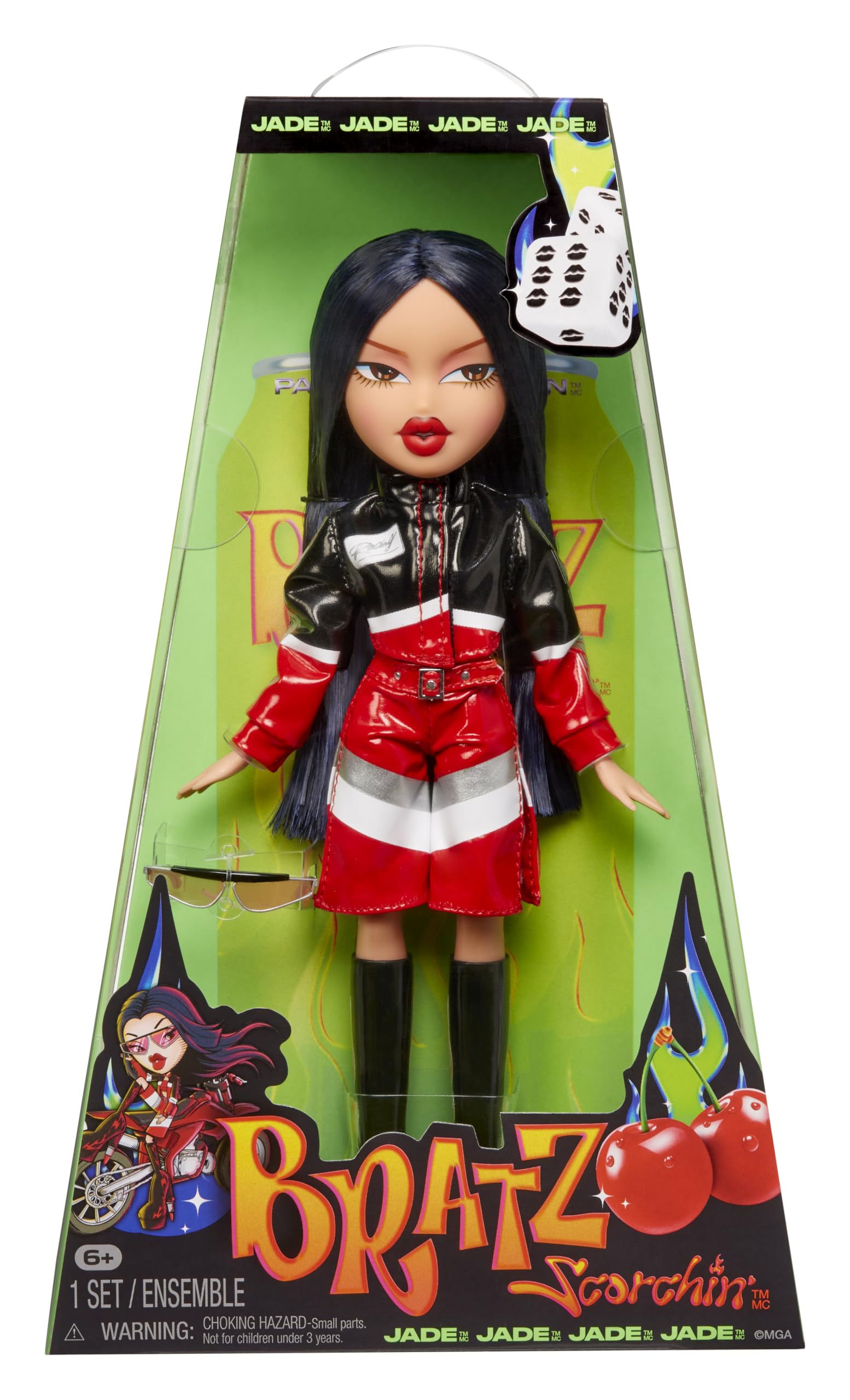 Bratz Scorchin' Jade - Incluye 1 Muñeca de Moda, Viene con Conjunto y Accesorios, Muñecas Inspiradas en Las Motos, Lindos Juguetes para Niñas
