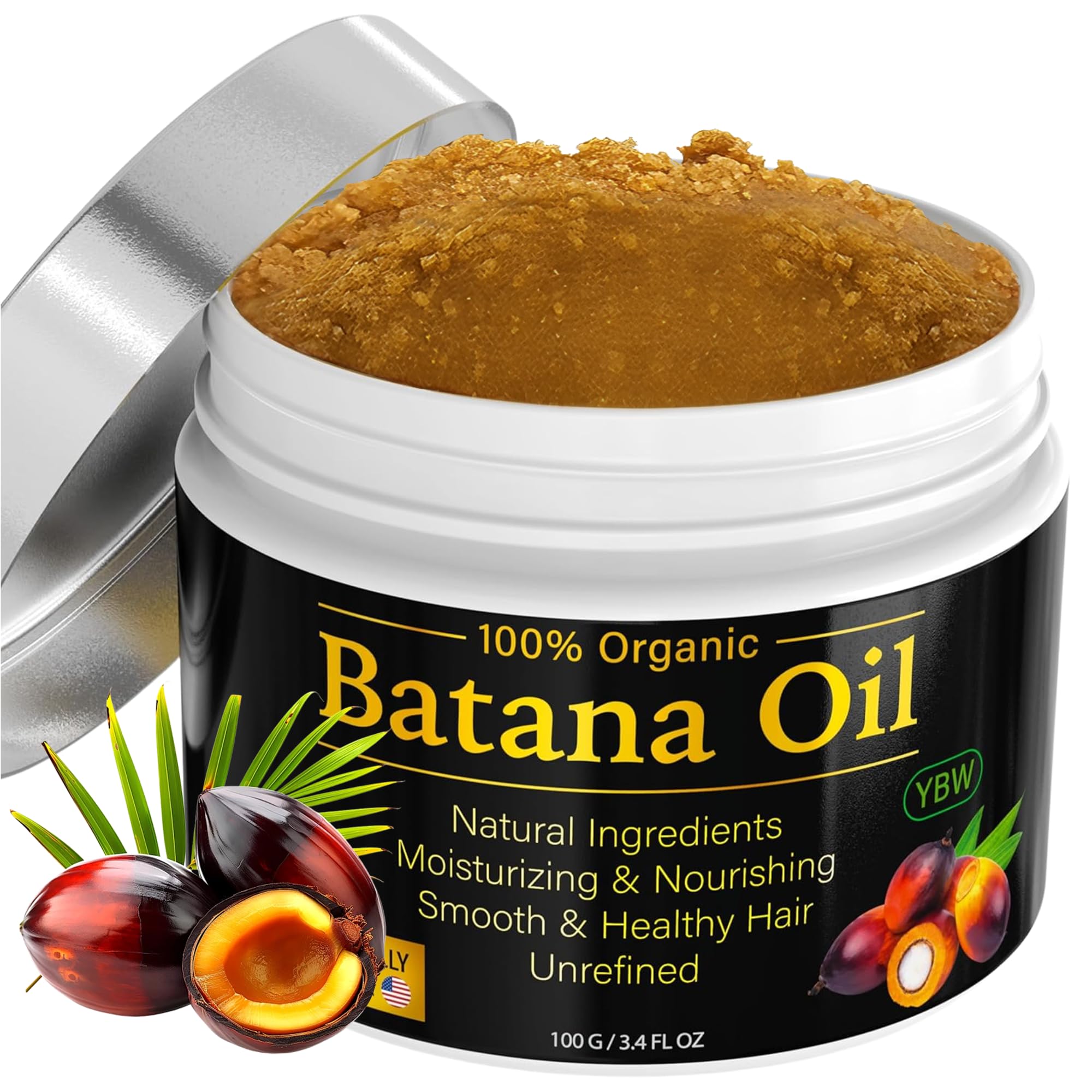YBW 100% Natural Raw Batana Oil for Hair Growth, Dr. Sebi Hair Oil from Honduras, Prevent Hair Loss, Eliminates Split Ends for Men & Women