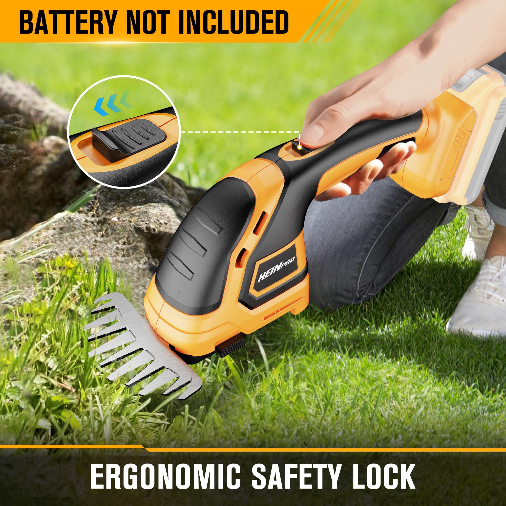 HEINPRO - Cortasetos inalámbrico, compatible con batería DEWALT 20 V MAX (sin batería), cortasetos eléctrico sin cable, cortasetos cortacésped de mano para patio, jardín, césped