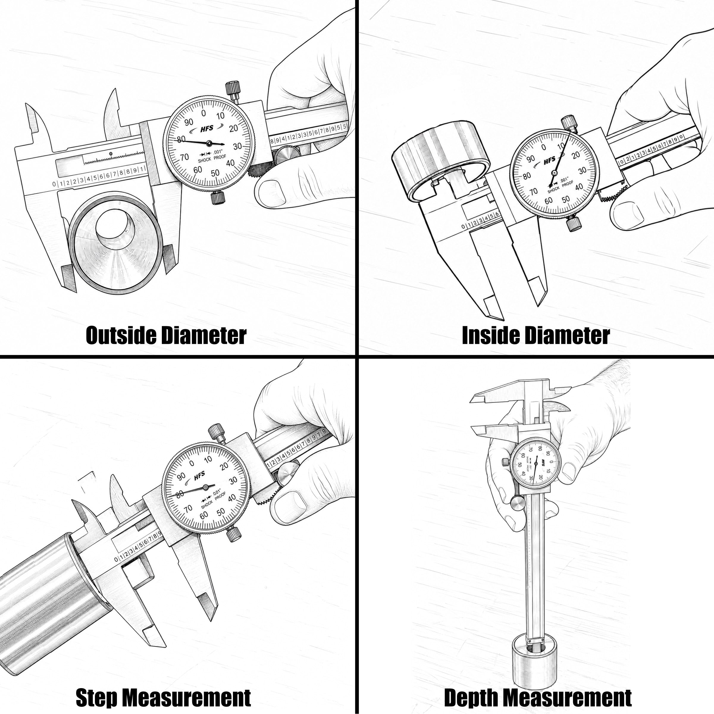 HFS Dial Caliper - 0-6 Inch Precision Measurement -5 HFS Dial Caliper - 0-6 Inch Precision Measurement -5