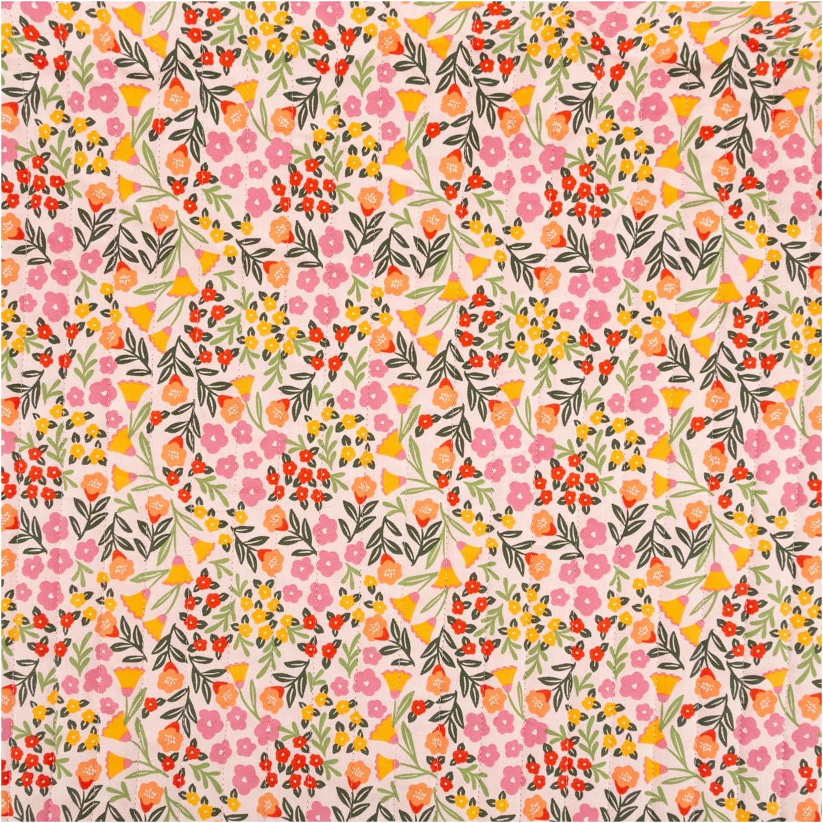 Tela acolchada de algodón Marem Doubleface flores rosa 1,44 m de ancho por metro | ideal para costura y bricolaje (144 cm de ancho)