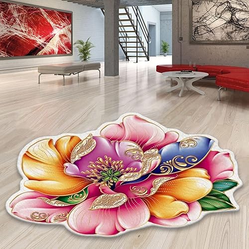 Miniatura 6 de Alfombras suaves para dormitorio, 3 x 3 pies, antideslizantes, alfombras grandes y bohemias, alfombra de suelo circular 3D de transferencia de