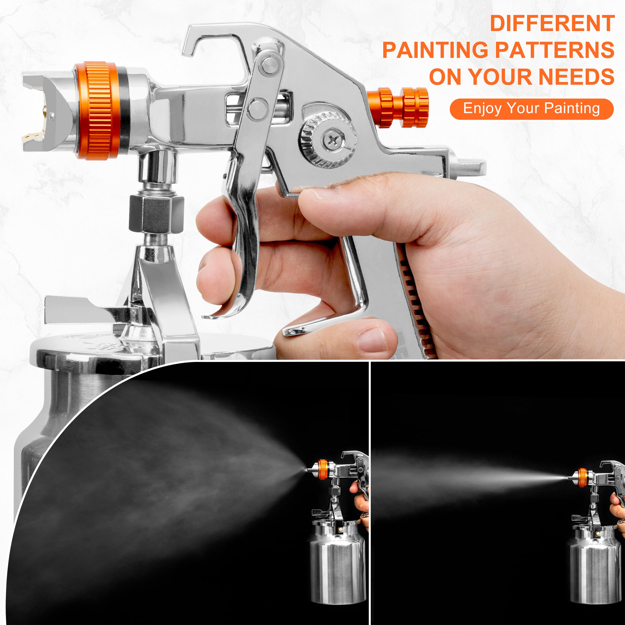 REFINE HVLP - Pistola pulverizadora de pintura de aire con sifón con juegos de boquillas de 1,7 mm y 2 mm, pistola de pintura automotriz de 1000 CC con regulador de aire, profesional para coche,
