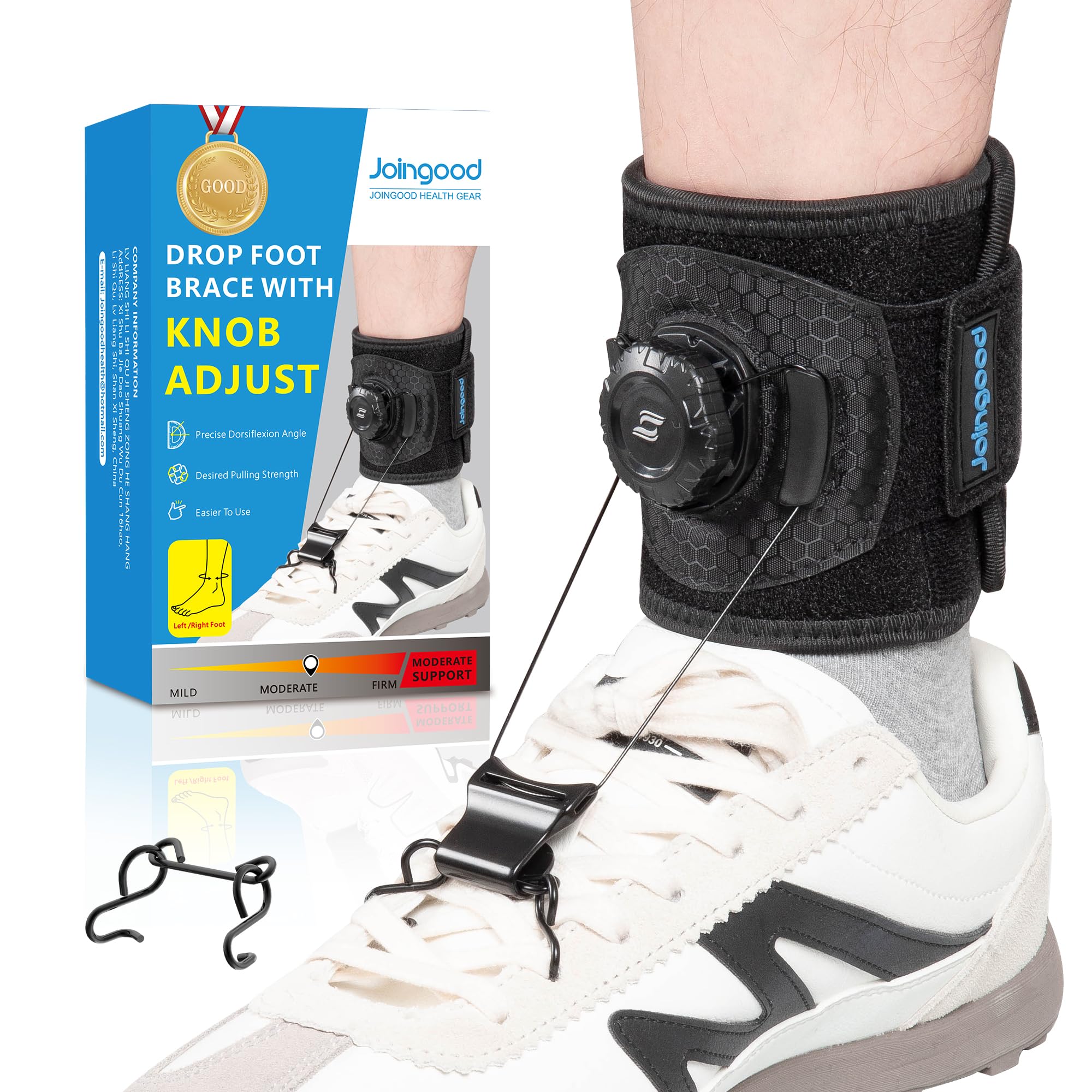 Supporto regolabile per sollevamento del piede con quadrante facile da girare, gancio largo e clip per scarpe per camminare stabilmente, comodo aiuto quotidiano per uomini e donne, L/XL