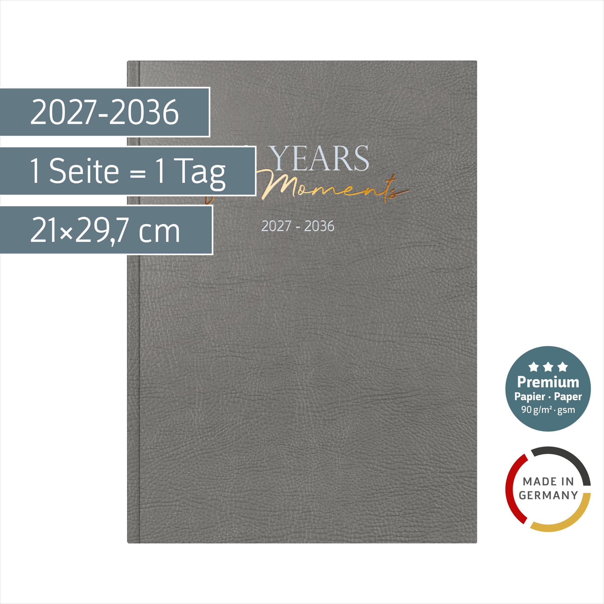 rido/idé 10-Jahres-Kalender Premium 2027-2036 „10 Years of Moments“ | A4, Kunstleder