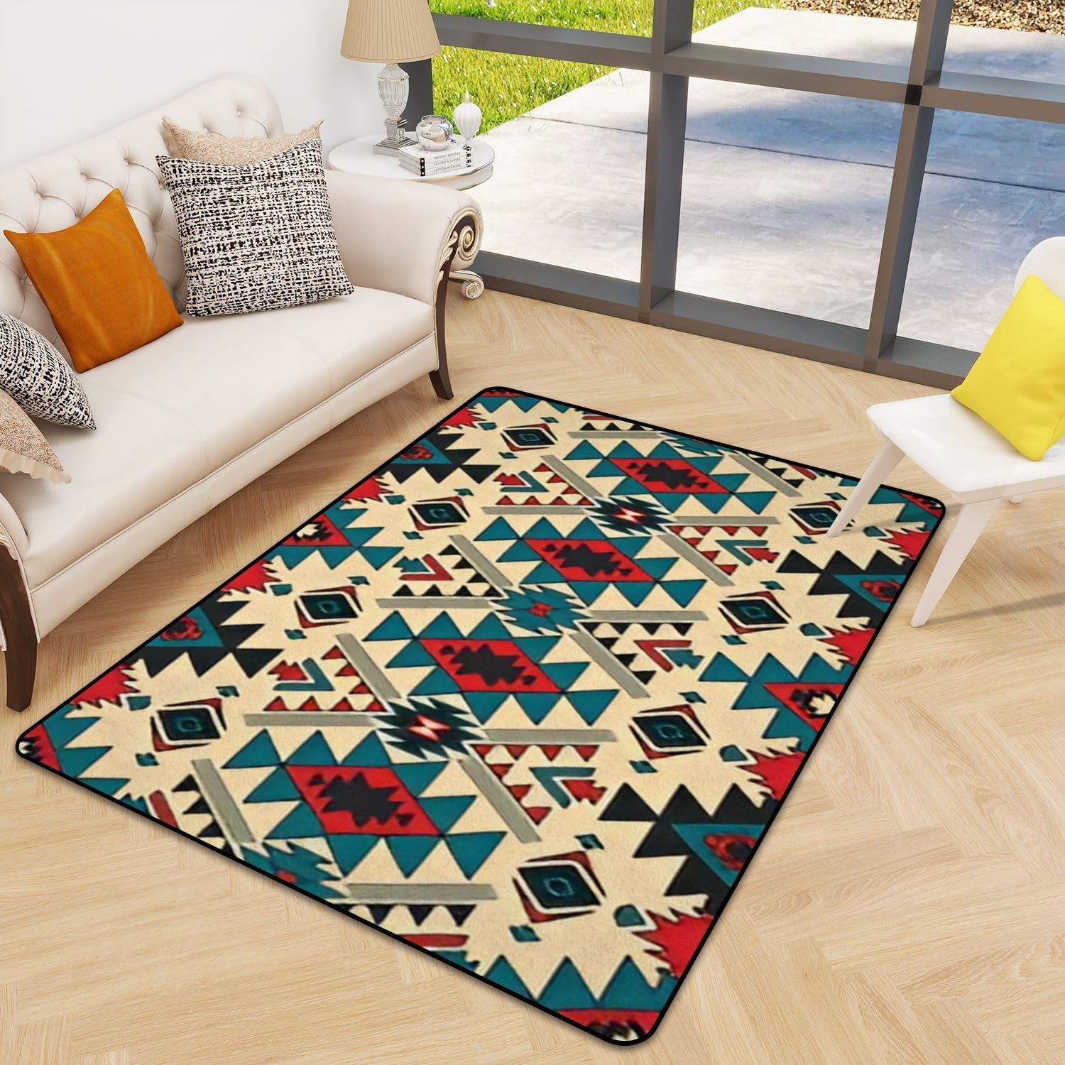 Tapis de sol chambre et salon géométrique abstrait pour décoration de la maison