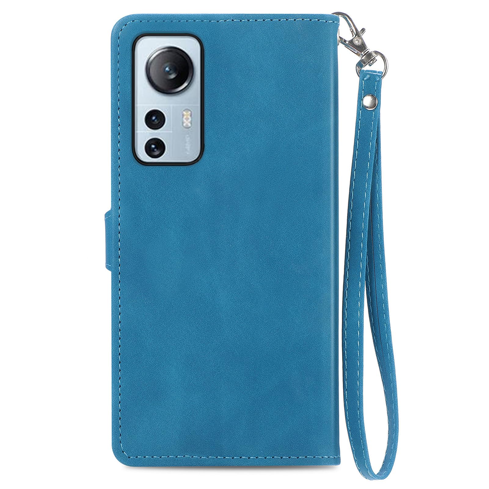 Custodia A Libro Portafoglio Con Fiori Per Xiaomi 12 Lite: Cover In Pelle Con Tasca Zip, Porta Carte E Cinghia - Viola - 4