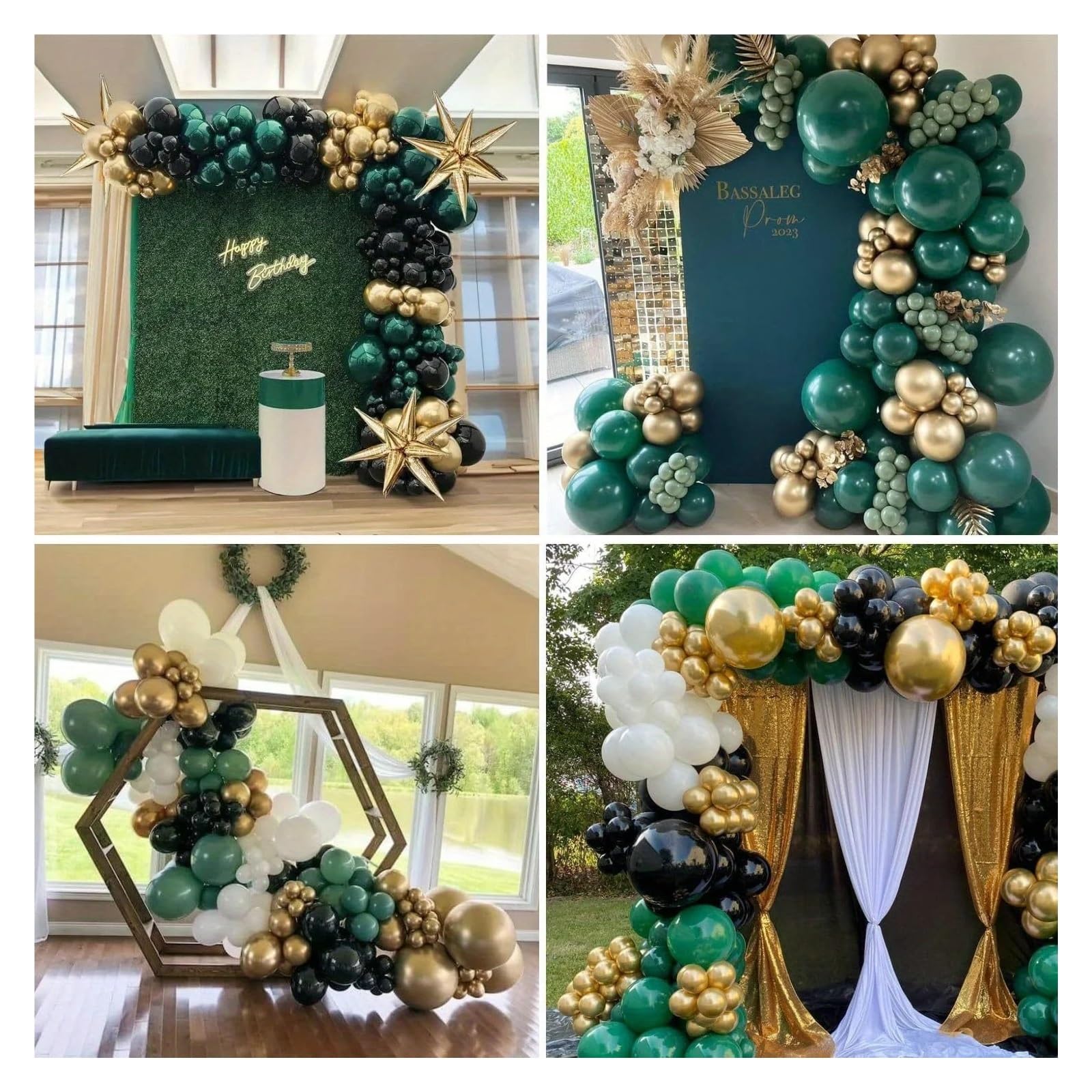 Kit D'arche De Guirlande Ballons Verts, Noirs Et Dorés, 128 Pièces, for Anniversaires, Remises Diplômes, Fêtes Mariage Décorations Pour Fêtes