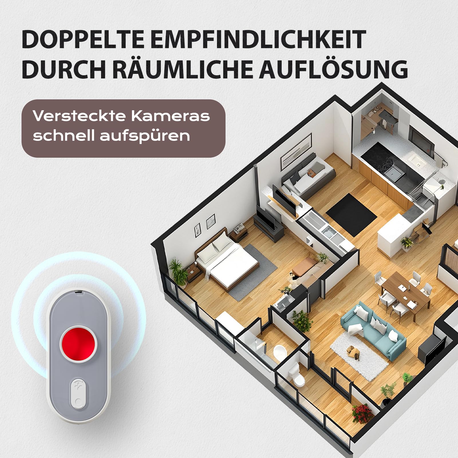 Détecteur de Caméra Cachée 3 en 1- Détecteur de Caméras Espionnes avec Alarme Vibrante et Lampe Torche LED Détecteur Micro Caméra Espion pour Bureau, Hôtel, Maison, Alarme de Sécurité
