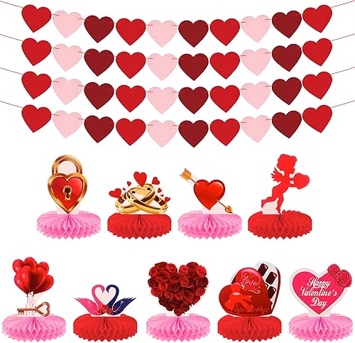 KatchOn, Centros de mesa de panal de abeja rojos de San ValentĂn, grande, paquete de 49 Guirnalda de San ValentĂn con corazĂłn de fieltro rojo KatchOn, Centros de mesa de panal de abeja rojos de San ValentĂn, grande, paquete de 49 Guirnalda de San ValentĂn con corazĂłn de fieltro rojo