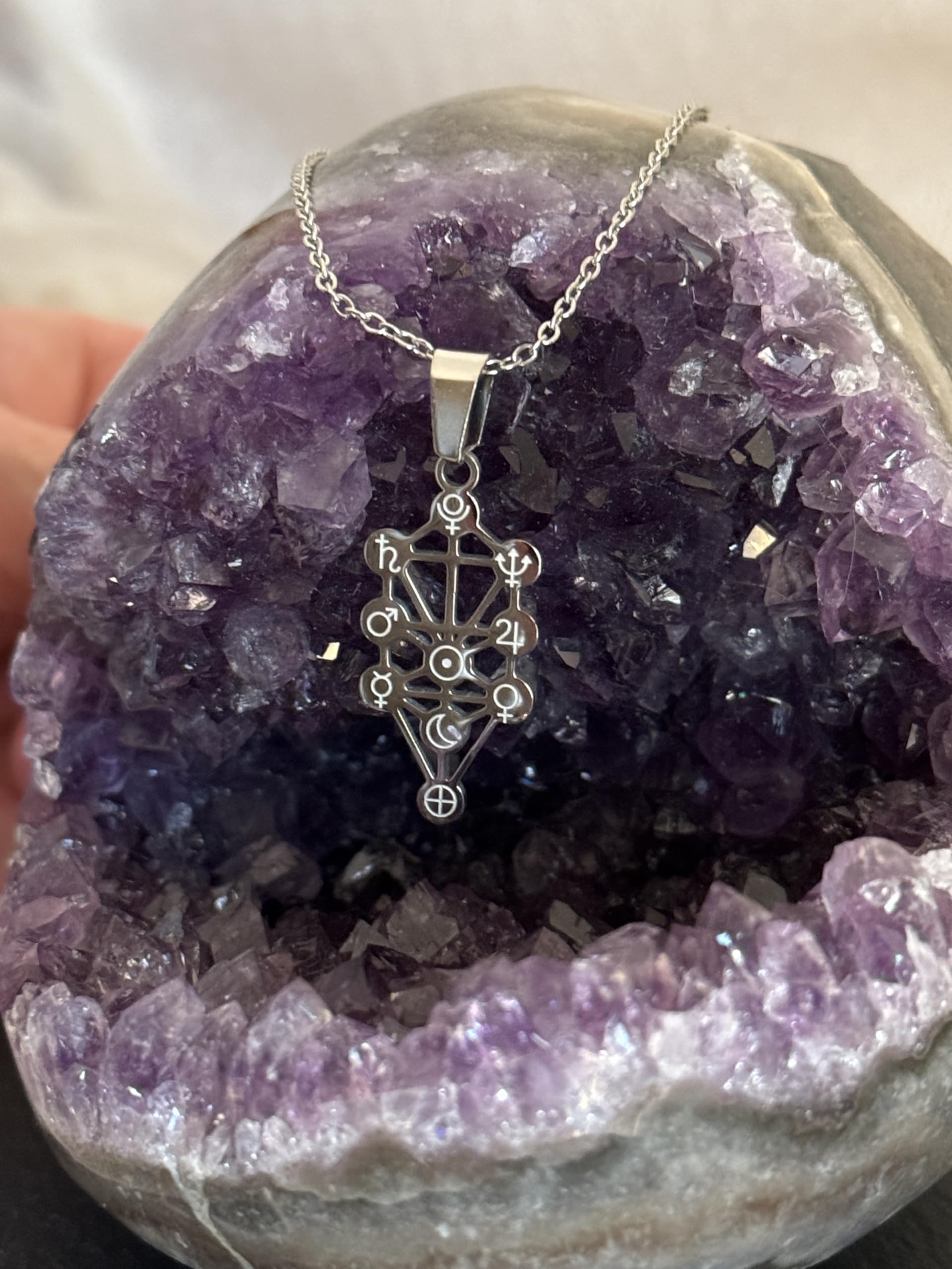 Simboliks Colgante de Kabbalah en Acero Inoxidable, Amuleto de Protección con el Árbol de la Vida, Diez Sefirot, Talismán Espiritual de la Cábala Judía, Símbolo Sagrado Sephiroth, Joyería Esotérica