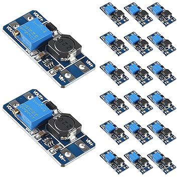 Diitao MT3608 DC-DC Step Up Boost Power Converter Adjustable Step Up Voltage Regulator Board Voltage 2V-24V to 5V-28V 2A MT3608 Mico USB(20PCS)