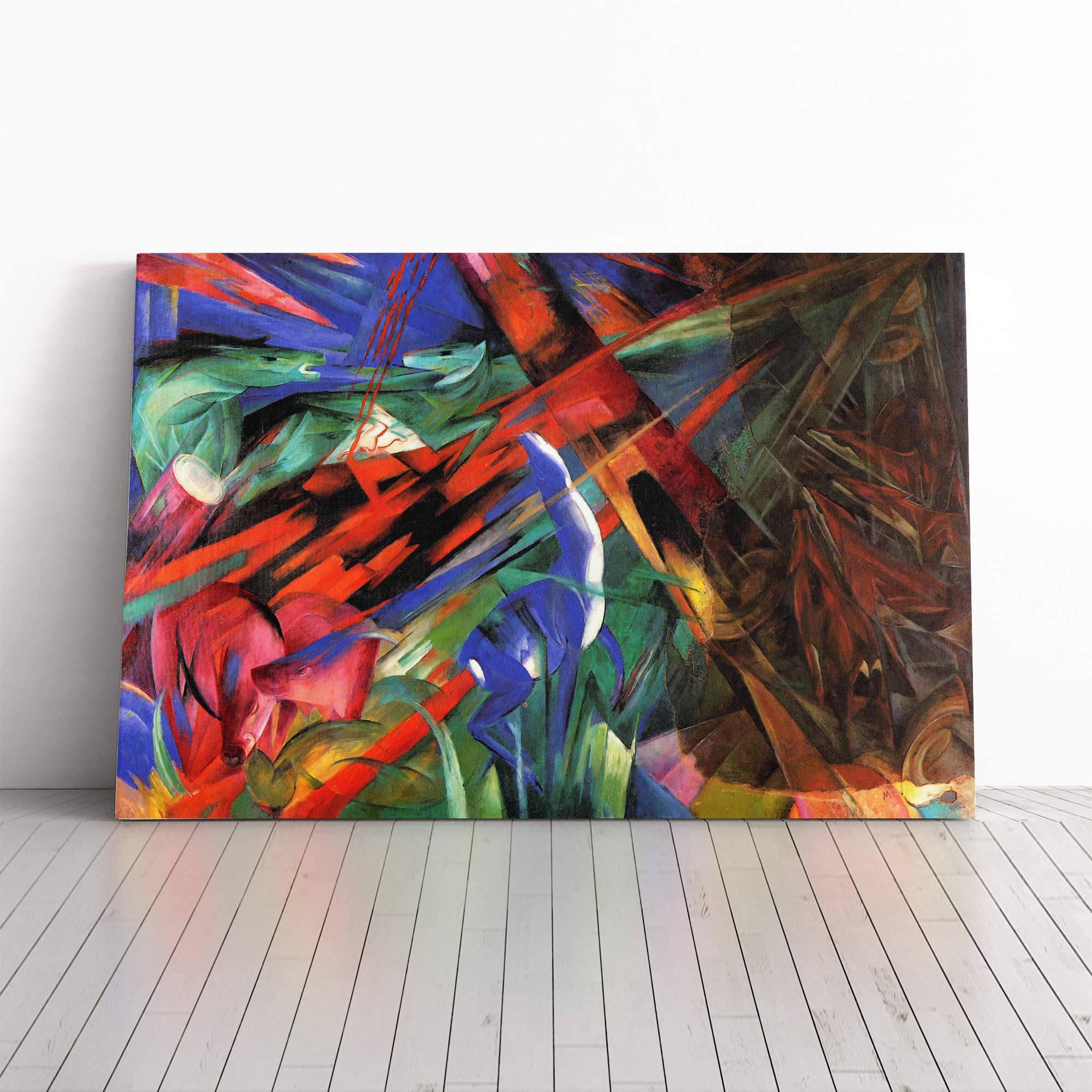 Franz Marc Deer in The Forest Canvas Print | Gallery Wrapped 30mm Frame Wall Art | 20x14 inches | Ready to Hang | Modern Animals Picture | Living Room Bedroom Lounge Office