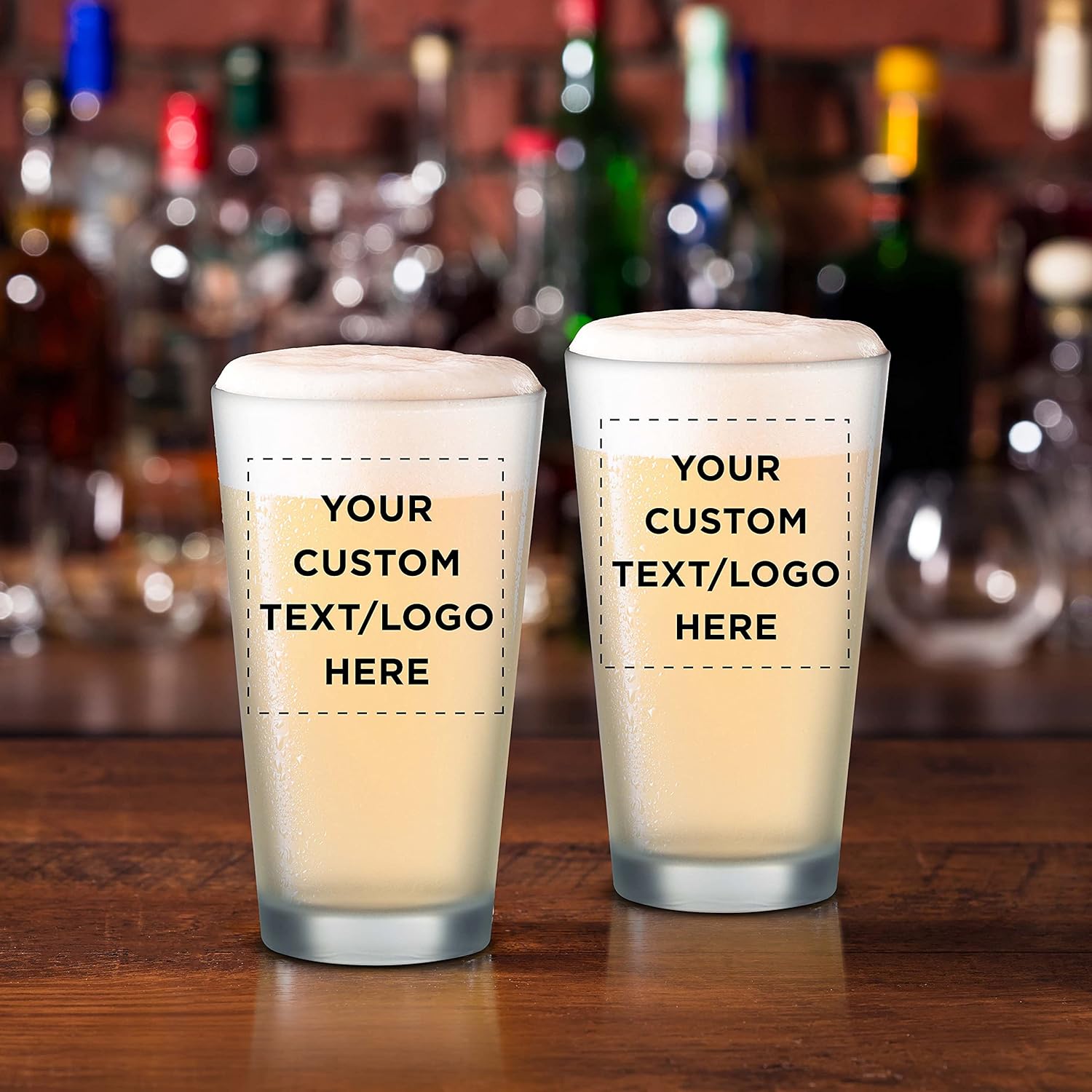 DISCOUNT PROMOS 10 Frosted Pint Glasses Set, 16 oz. - Customizable Text, Logo - Barware, Mixing Glass, Durable - Frosted - Image 7
