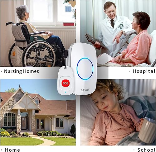 Miniatura 5 de Buscapersonas de cuidadores botón de llamada inalámbrico para pacientes ancianos personal en el hogar sistema de alerta de vida para personas