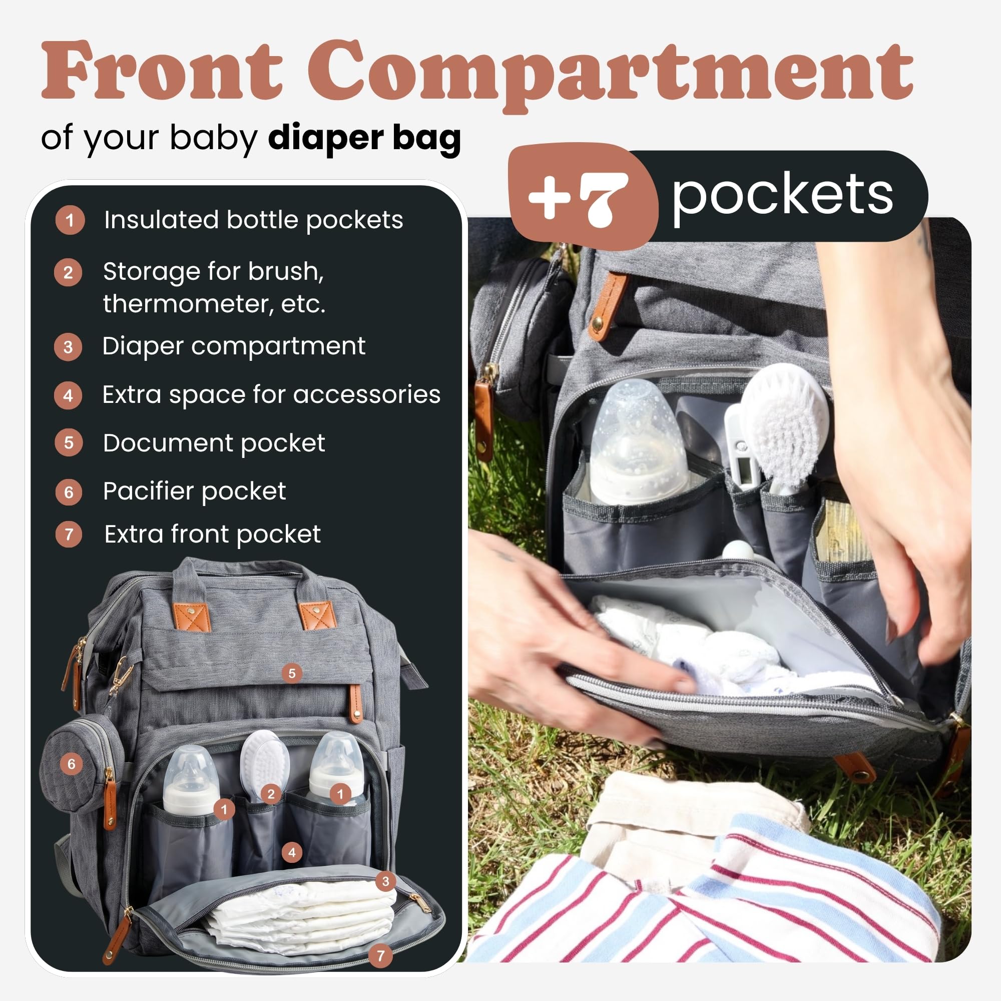 Mochila Bebe Pañalera con Cambiador Portátil - Mochila Carro Bebé Impermeable Gran Capacidad