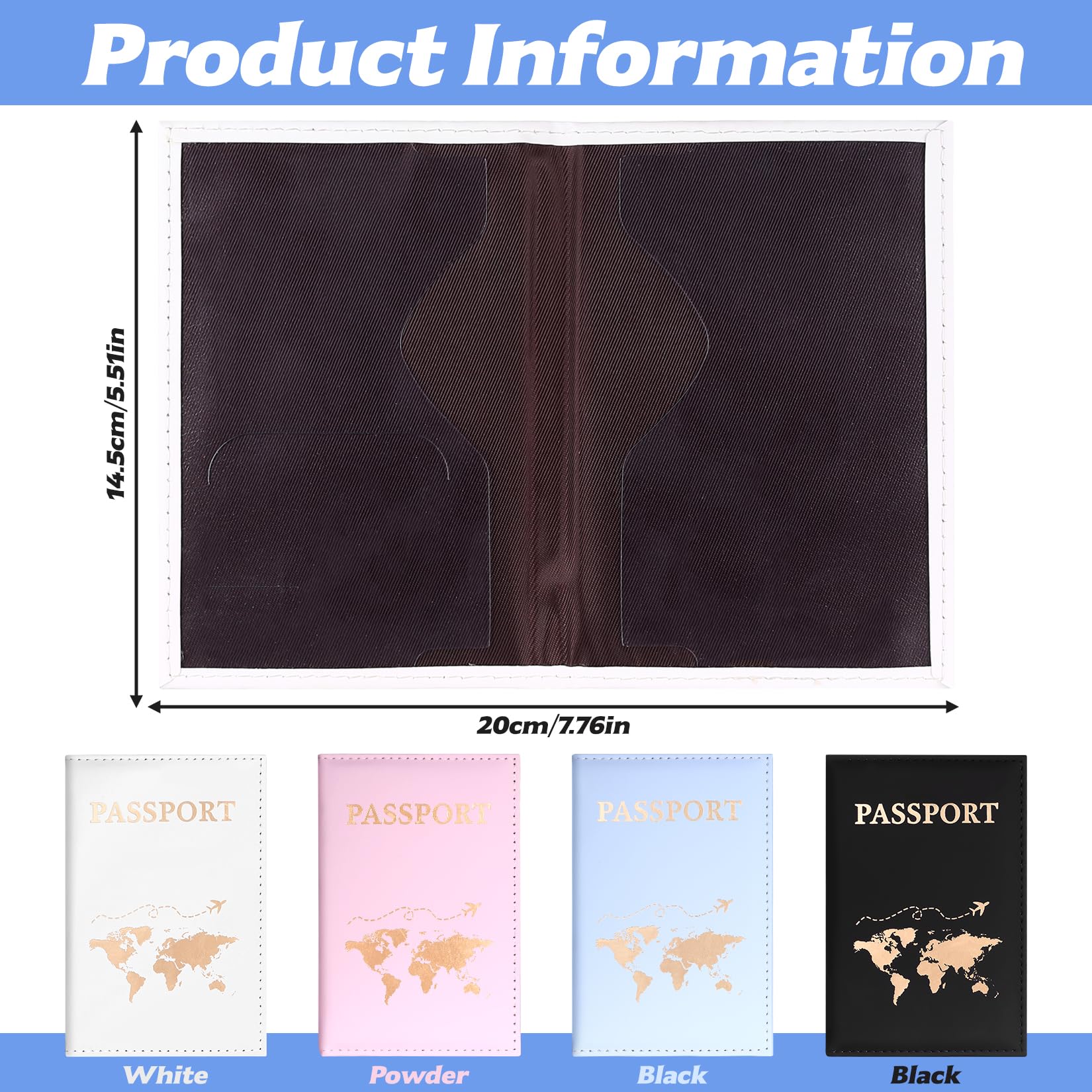 Lot de 4 Étuis pour Passeport - Personnalisé pour Cartes de Crédit, Carte d'Identité et Documents de Voyage