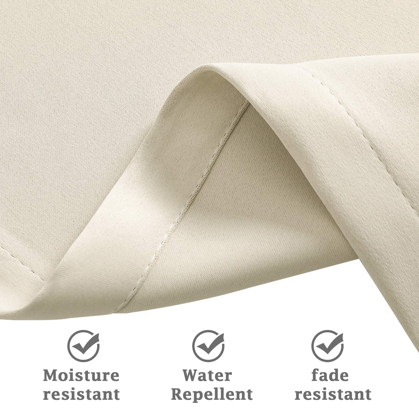 ele ELEOPTION Outdoorgordijnen, waterafstotend, uv-bescherming, ingestanste ringen, winddicht, ondoorzichtig, voor binnen en buiten, voor tuin, binnenplaats, balkon, beige 1, 2 stuks, 132 x 213 cm