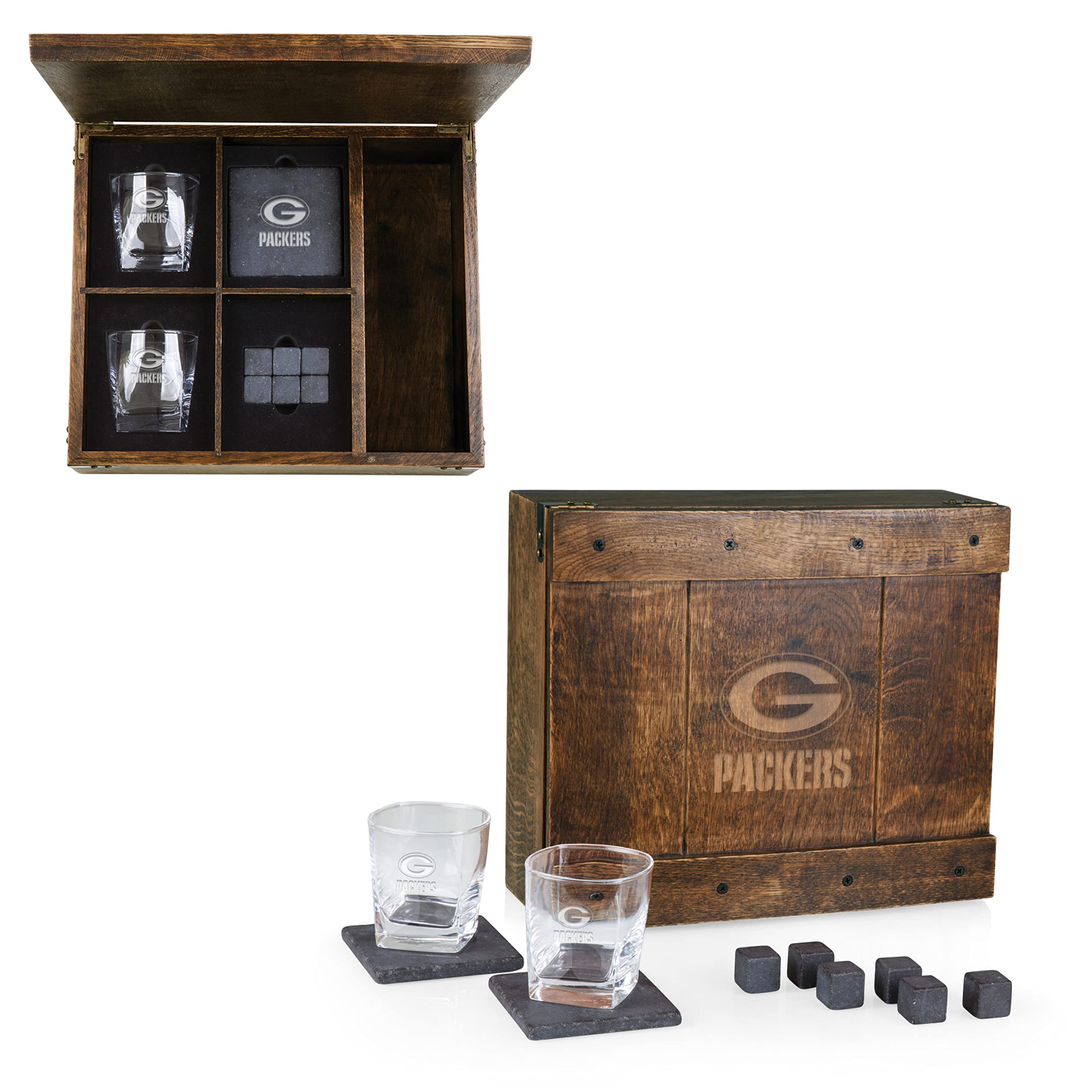 PICNIC TIME Green Bay Packers Whiskey Box Gift Set
