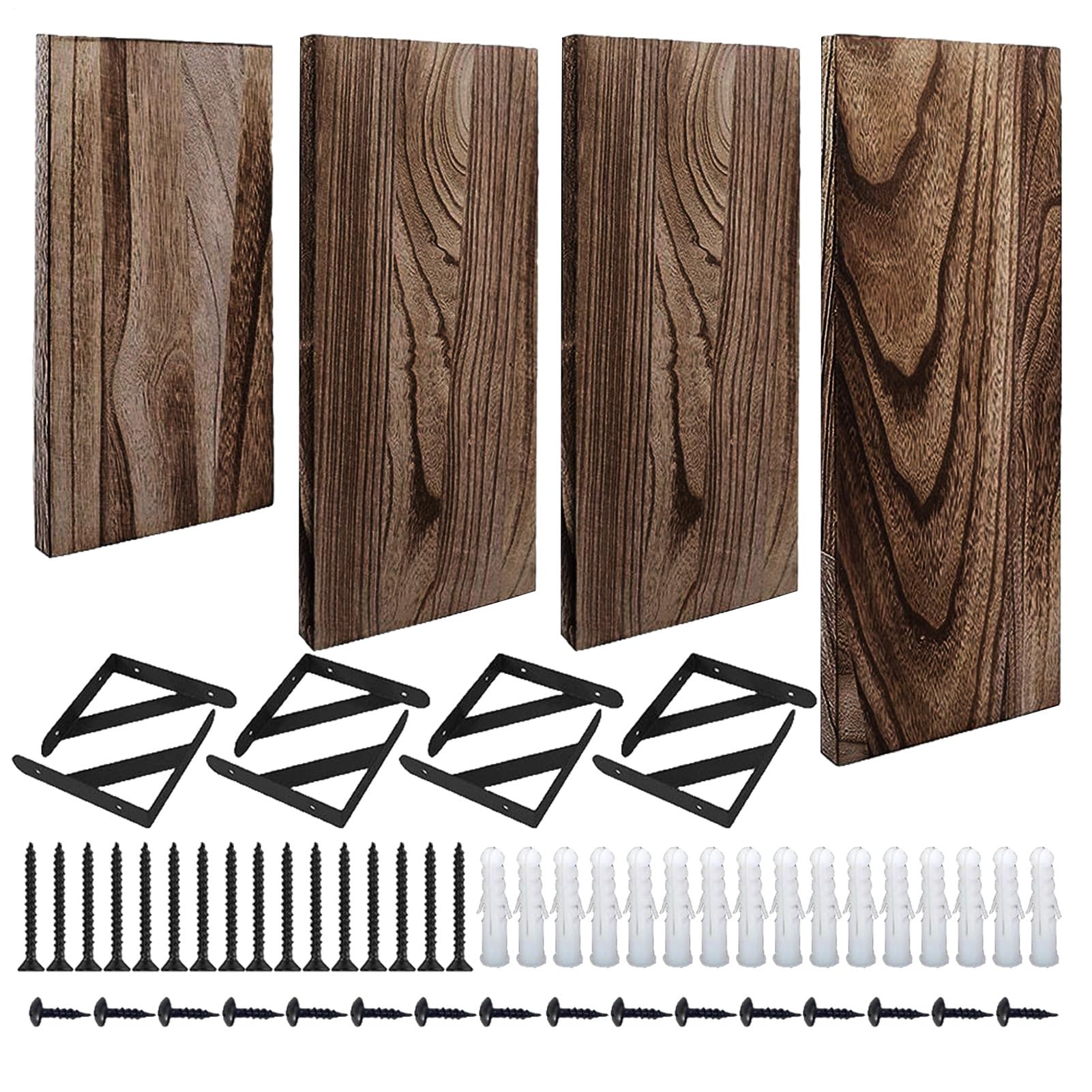 Étagères murales flottantes bois avec supports metalliques pour pot