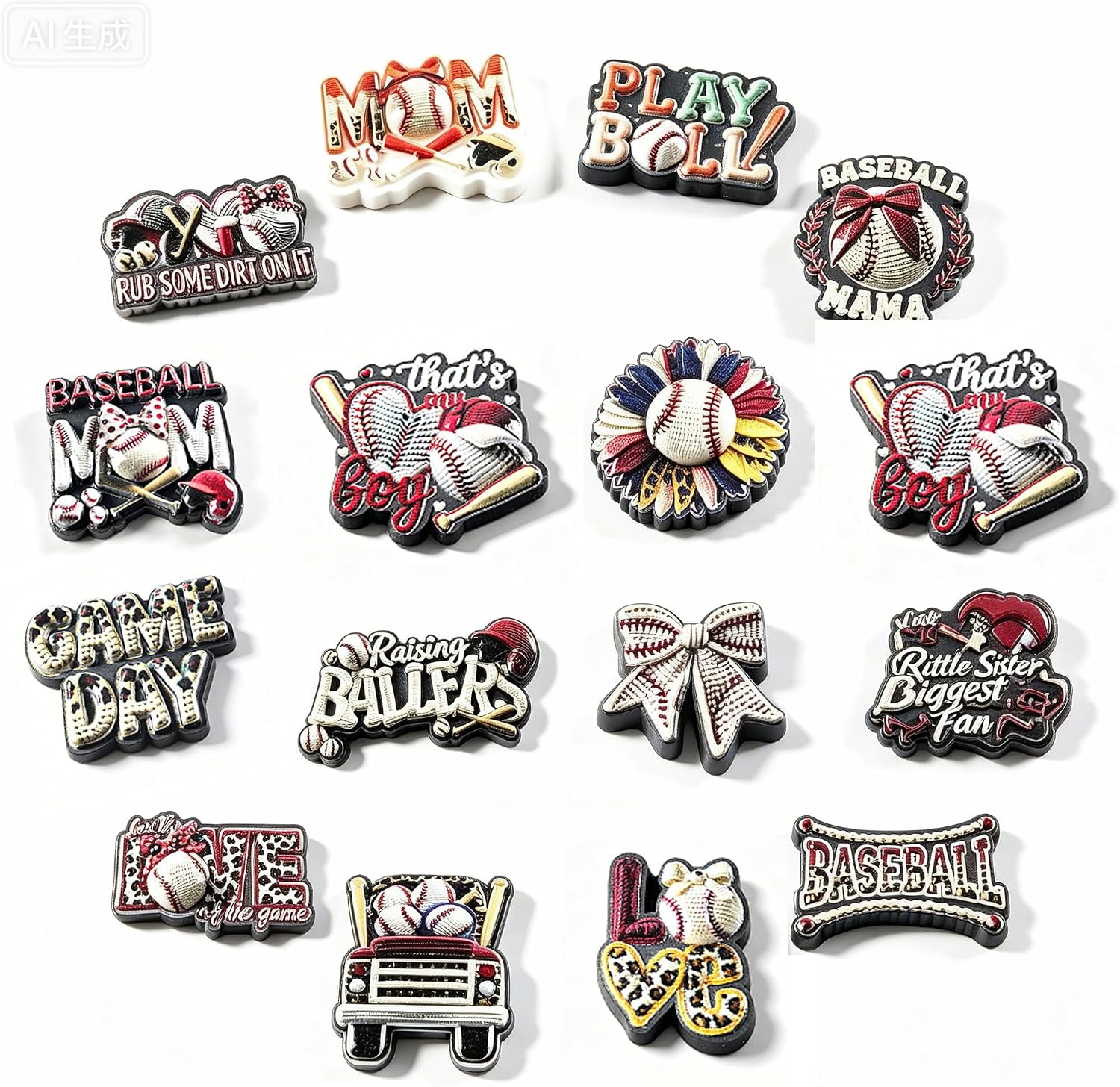 Baseball Shoe Charms for Sports Shoes Decoration Accessories for Girls Boys Men Women Party Favor