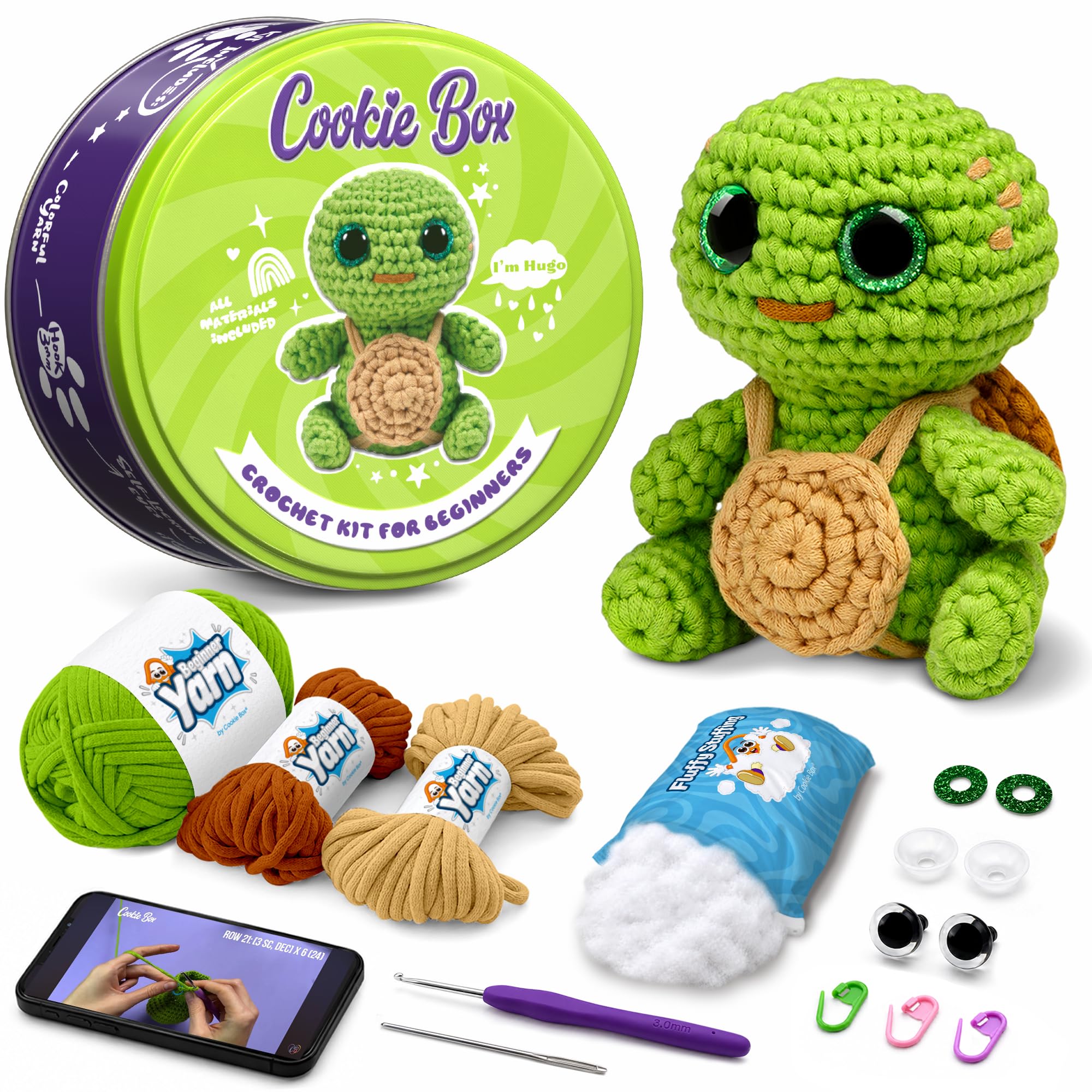 Crochet Turtle Hugo Kit - Beginner Amigurumi -1