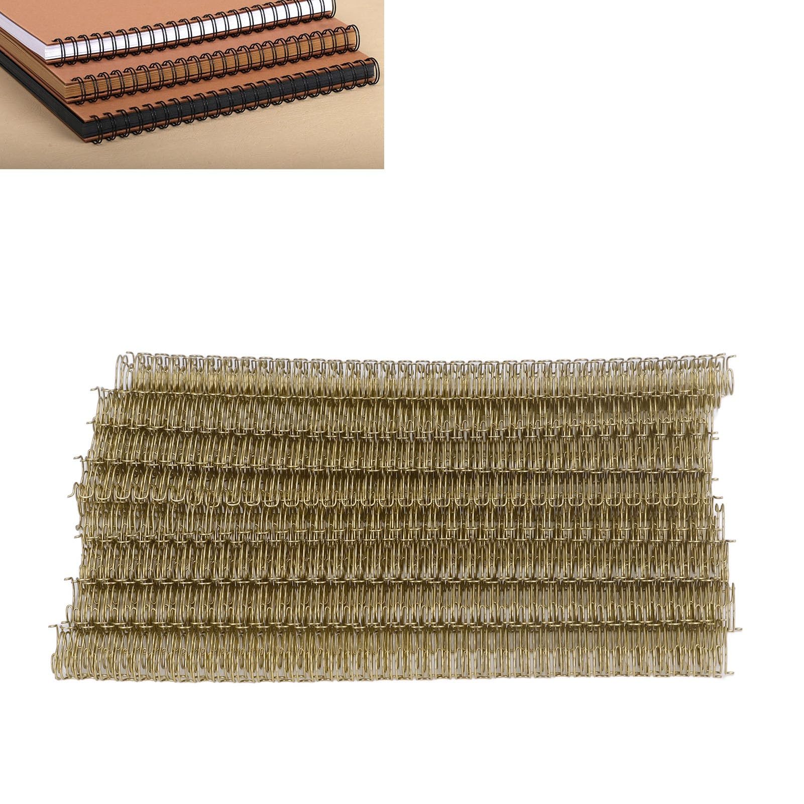 Doppeldraht-Binderücken, 100 Blatt Kapazität, 3:1 Teilung, 34 Spiralbindungsspulen, 12,7 mm Durchmesser, Set für A4-Papier, Metall-Innendraht, Nylonbeschichtung, Hellgoldfarben, 100 Stück