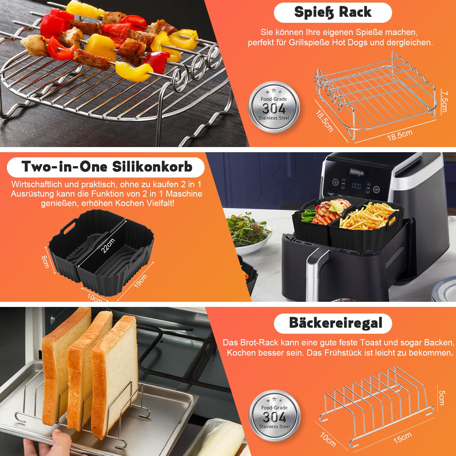 23-teiliges Airfryer Zubehör Set - Silikonformen & Backpapier Ersatz